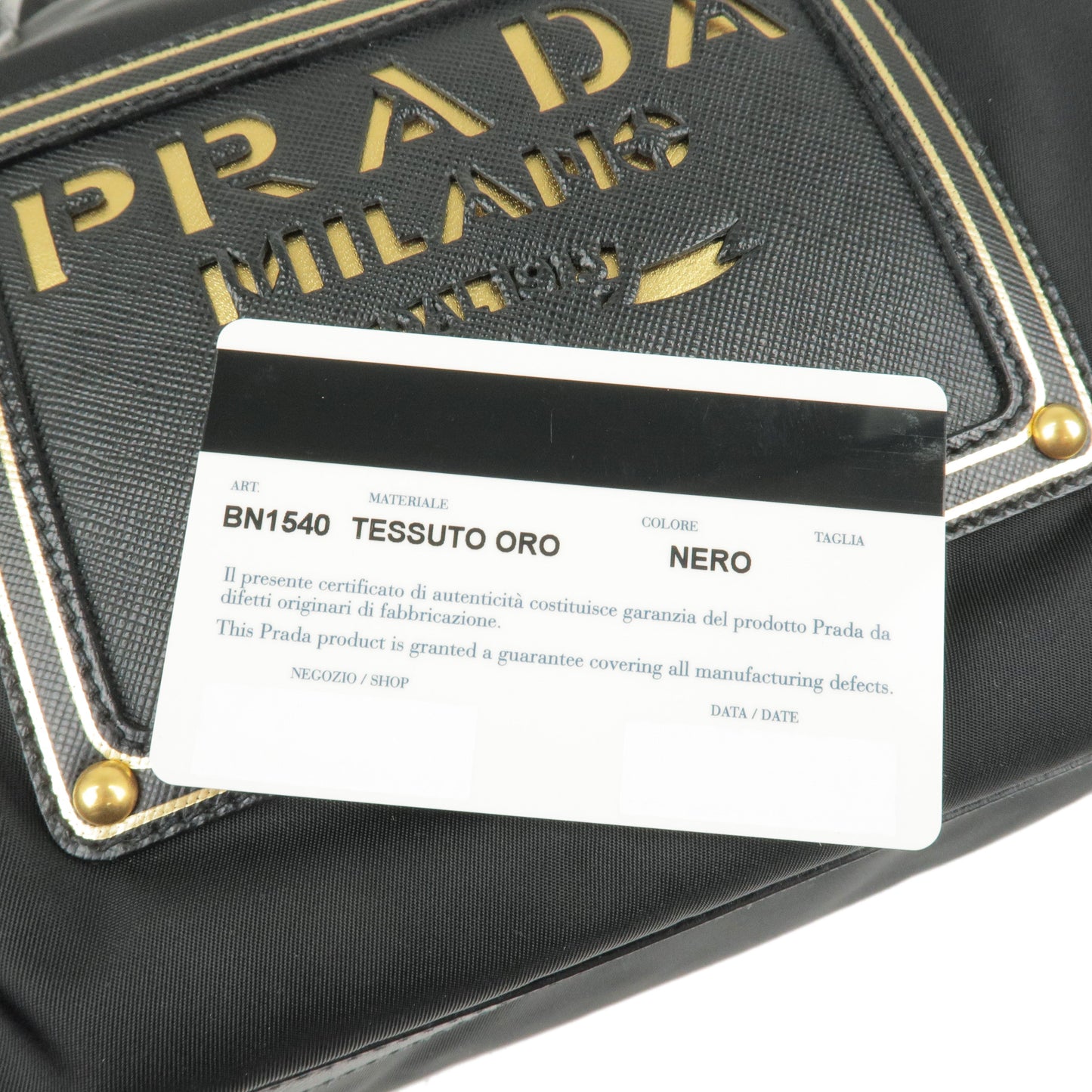 Prada Logo Nylon Leather 2Way Bag Hand Bag Black NERO BN1407