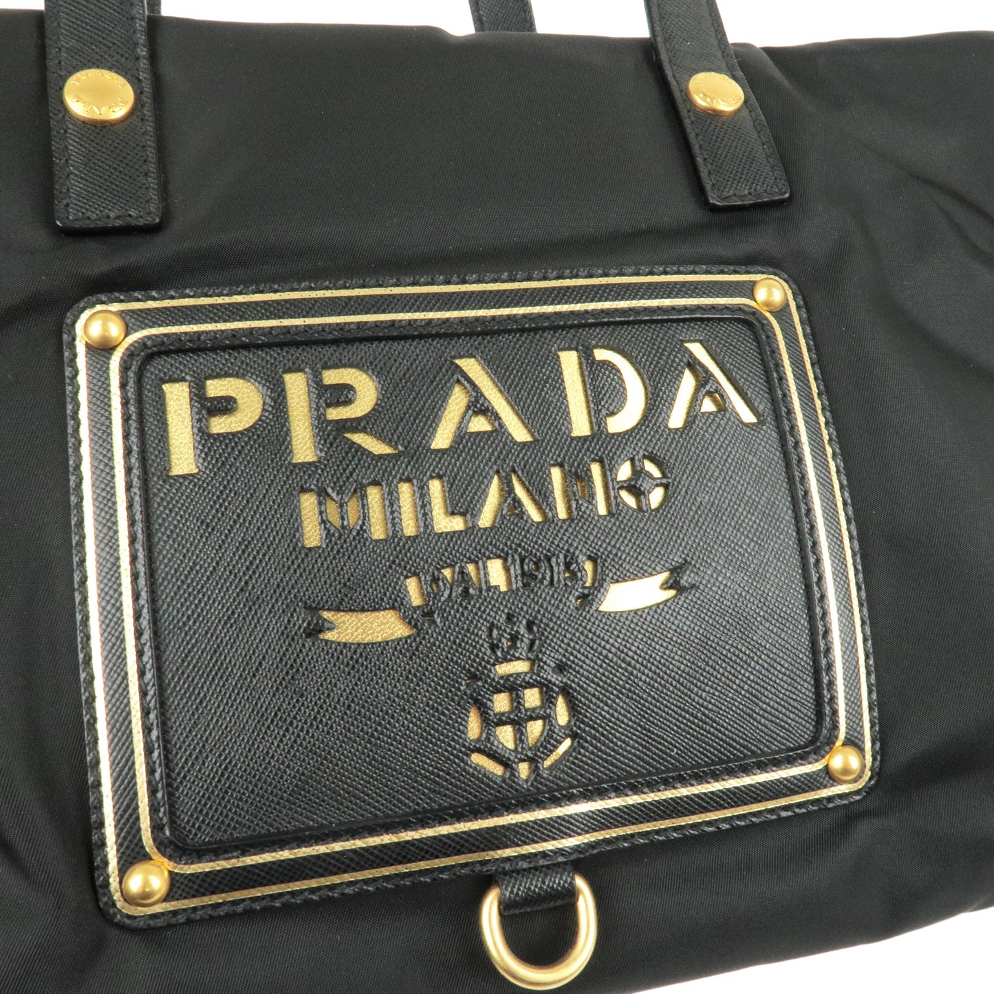 Prada Logo Nylon Leather 2Way Bag Hand Bag Black NERO BN1407