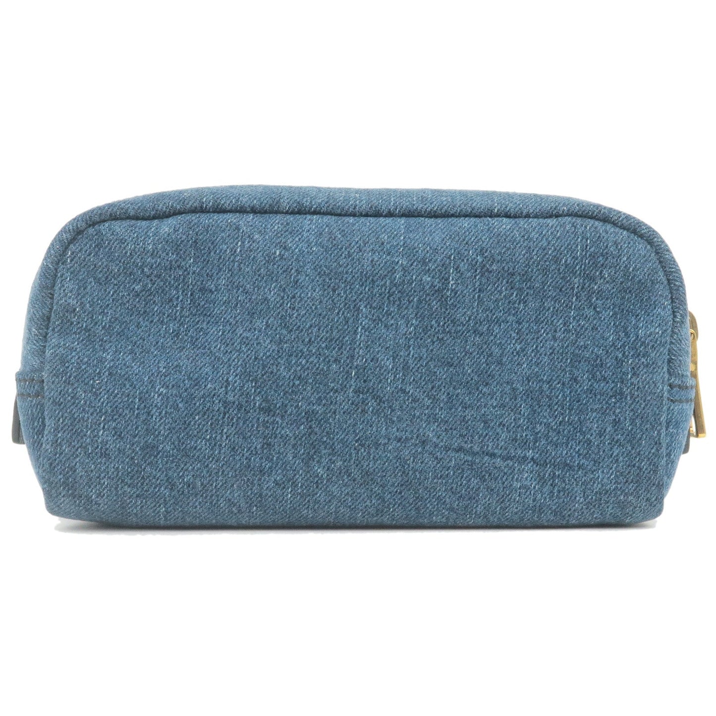 Prada Denim Leather Pouch Clutch Bag Cosmetics Bag Blue