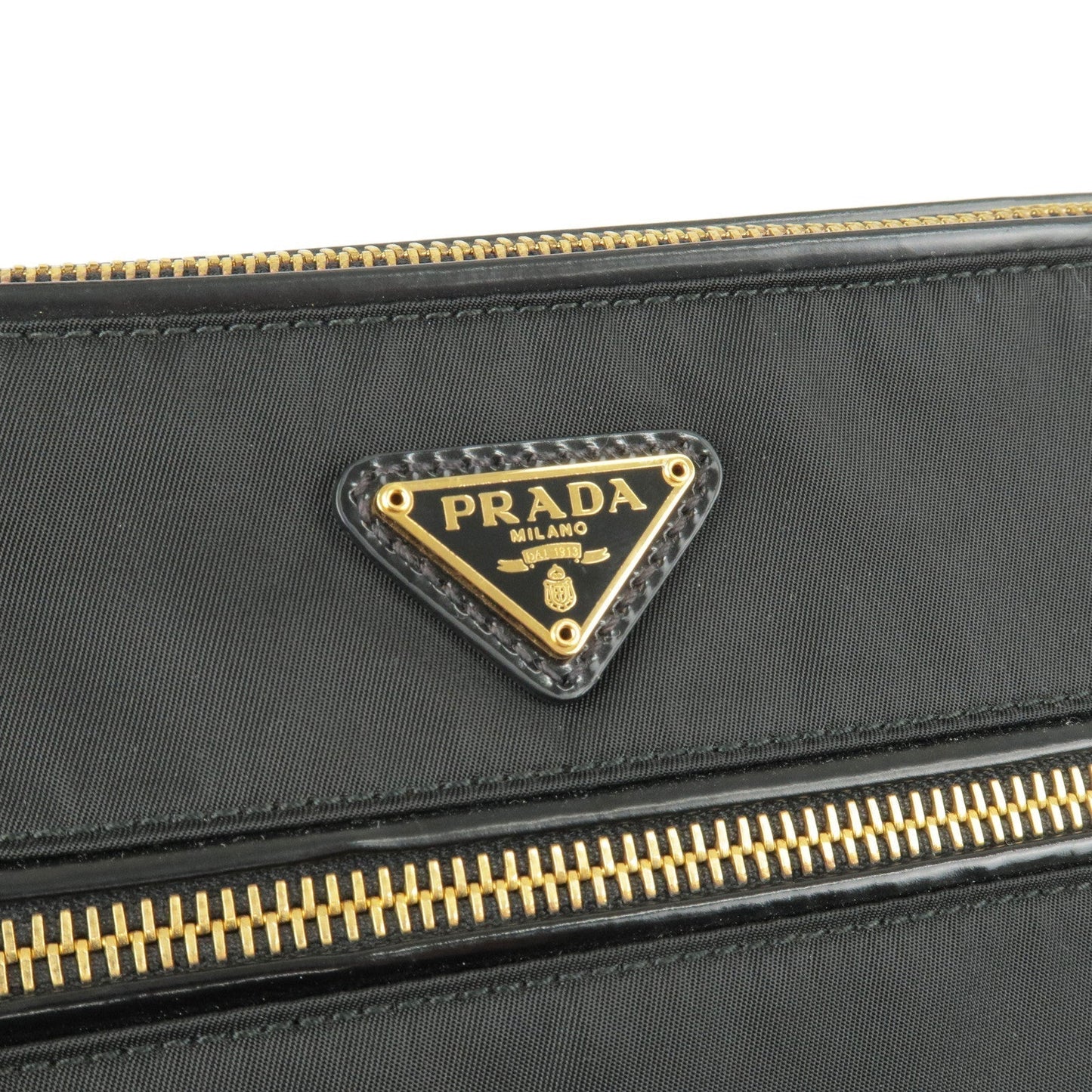 Prada Logo Nylon Leather Shoulder Bag NERO Black BN1834