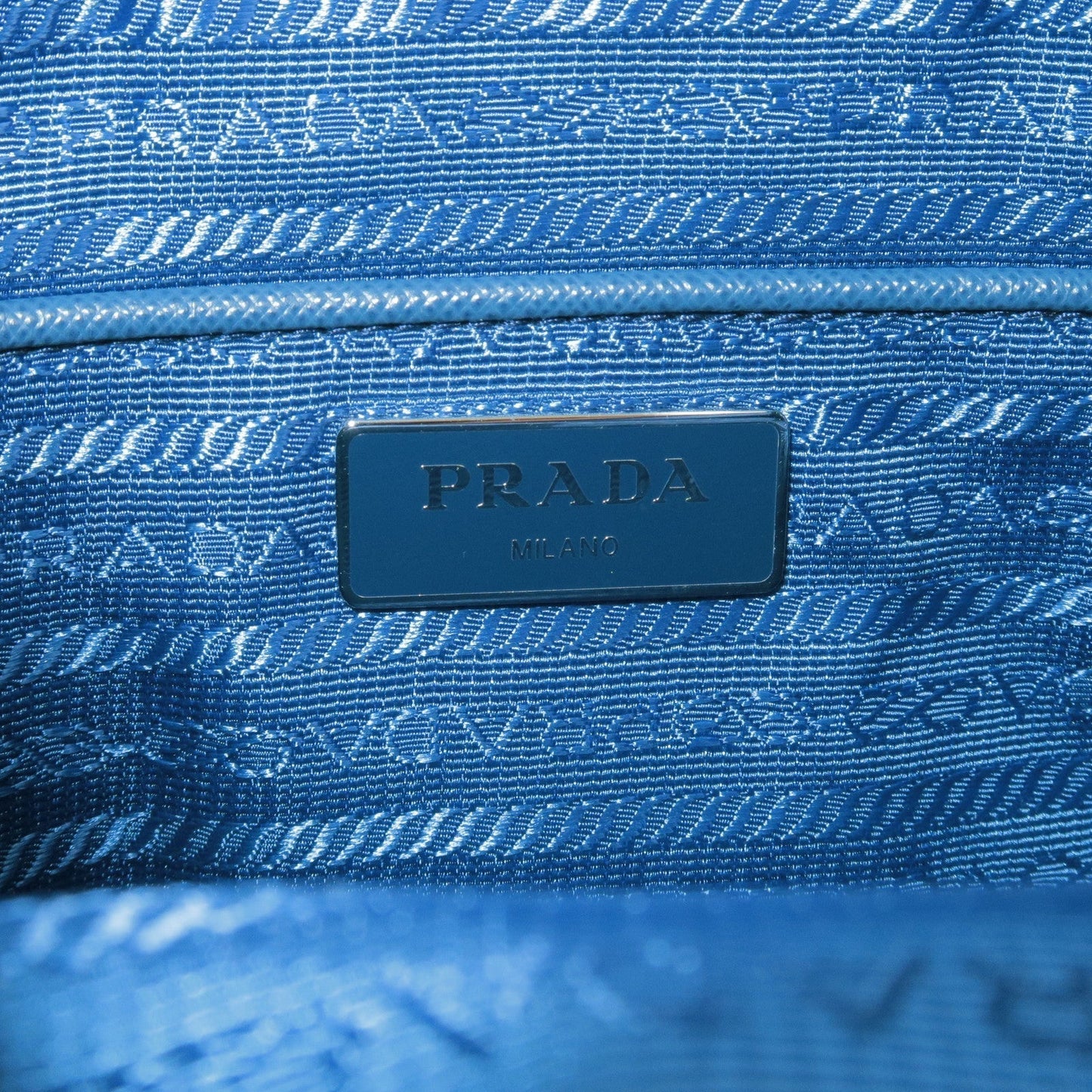 Prada Logo Nylon Leather Shoulder Bag BLUETTE Blue 1BH716