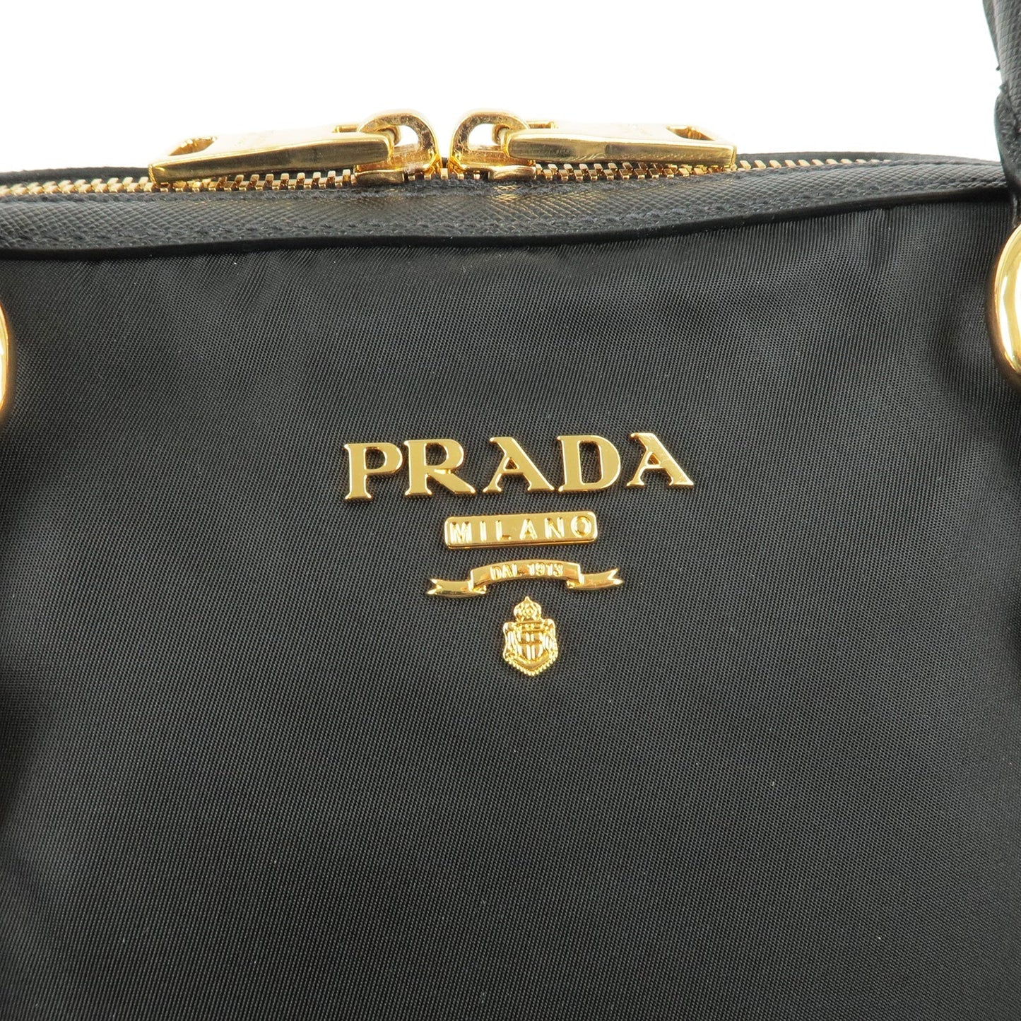 Prada Logo Nylon Leather 2Way Bag Shoudler Bag Black NERO 1BB013