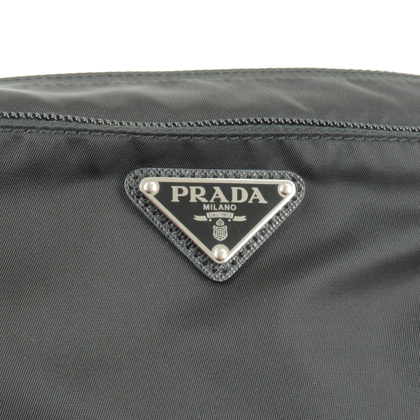 Prada Logo Nylon Leather Shoulder Bag Crossbody Bag NERO Black