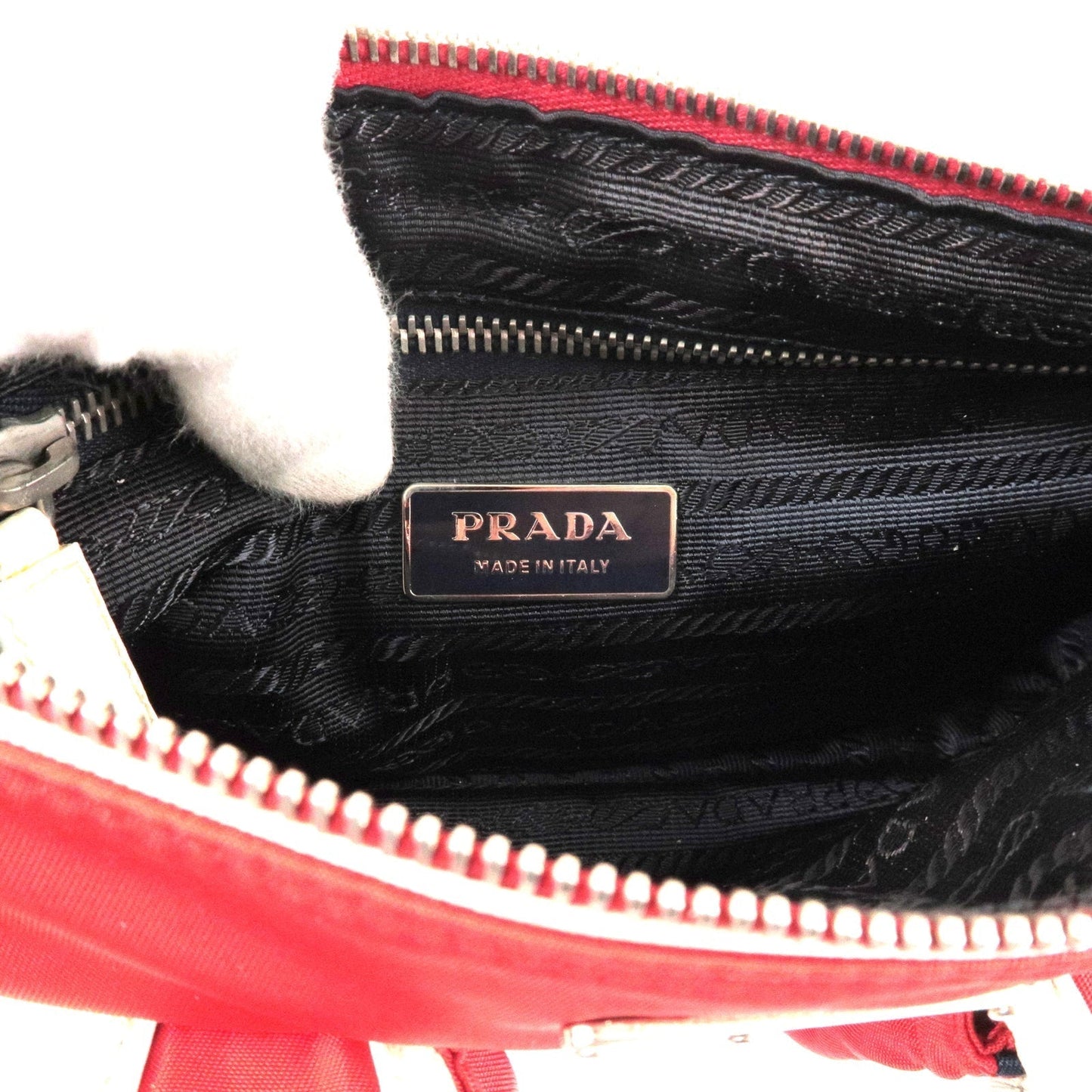 Prada Logo Nylon Canvas Shoulder Bag Red Blue White BR2731