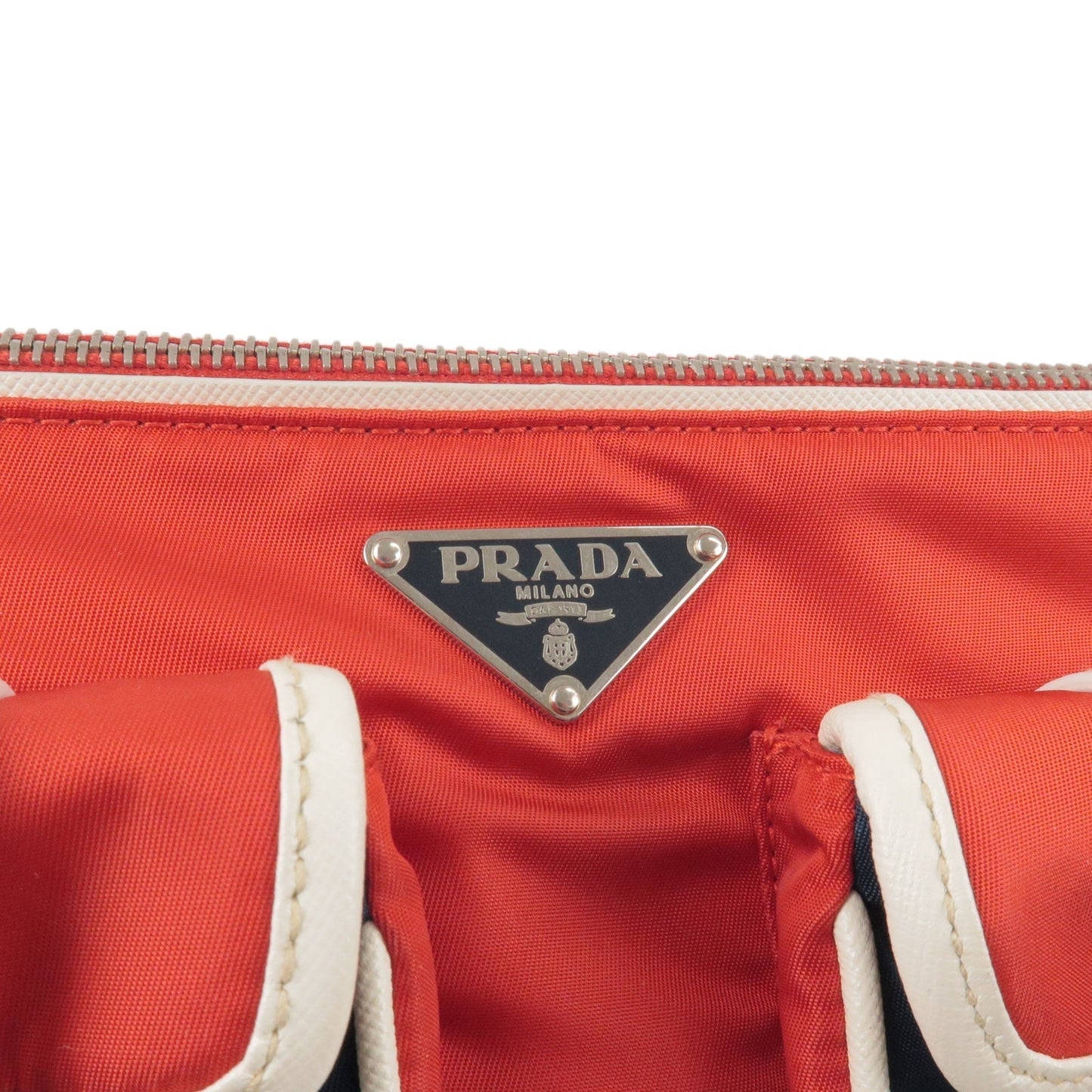 Prada Logo Nylon Canvas Shoulder Bag Red Blue White BR2731