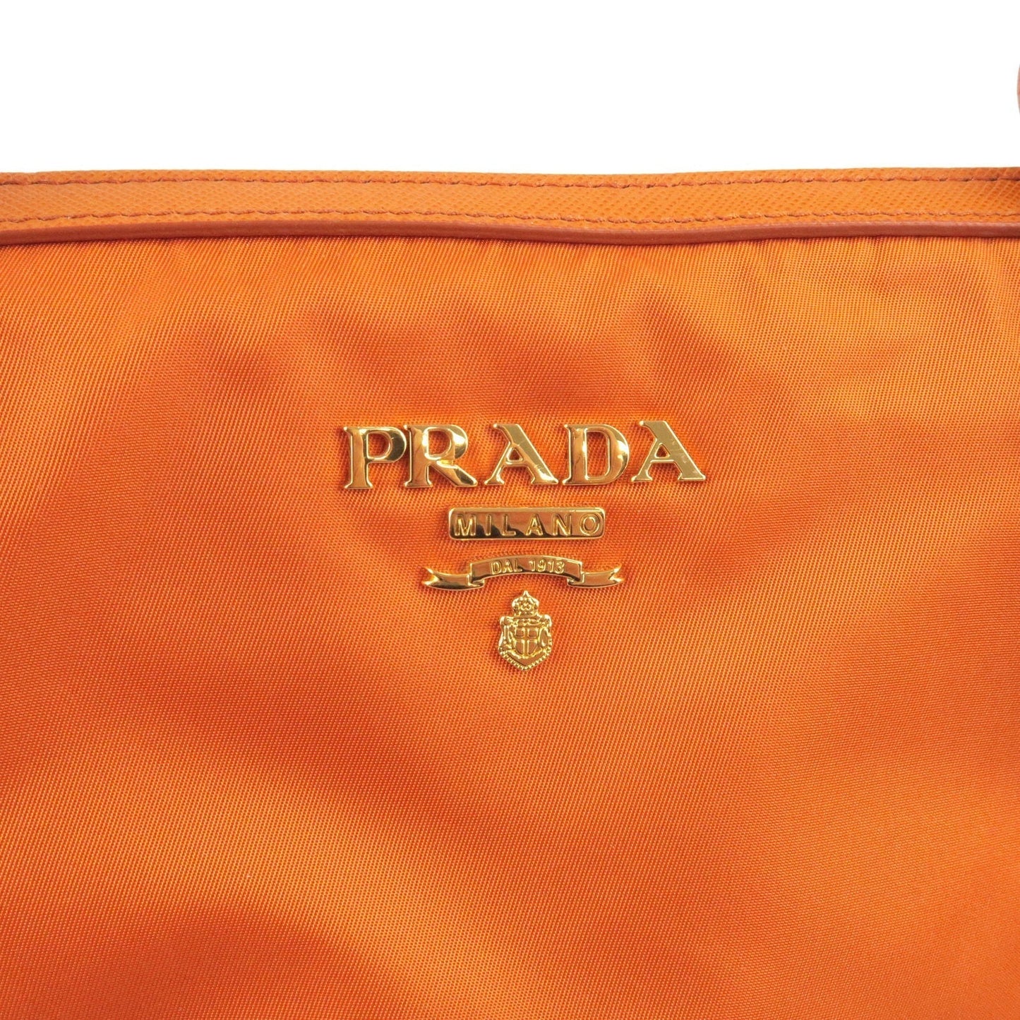 Prada Logo Nylon Leather 2Way Bag Hand Bag Orange