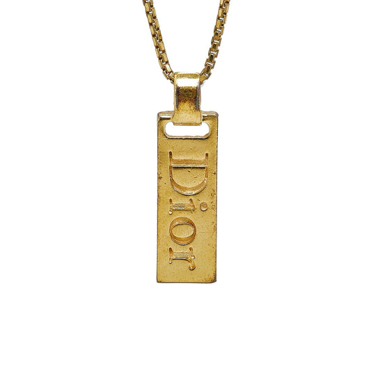 DIOR Logo Plate Pendant Necklace Costume Necklace