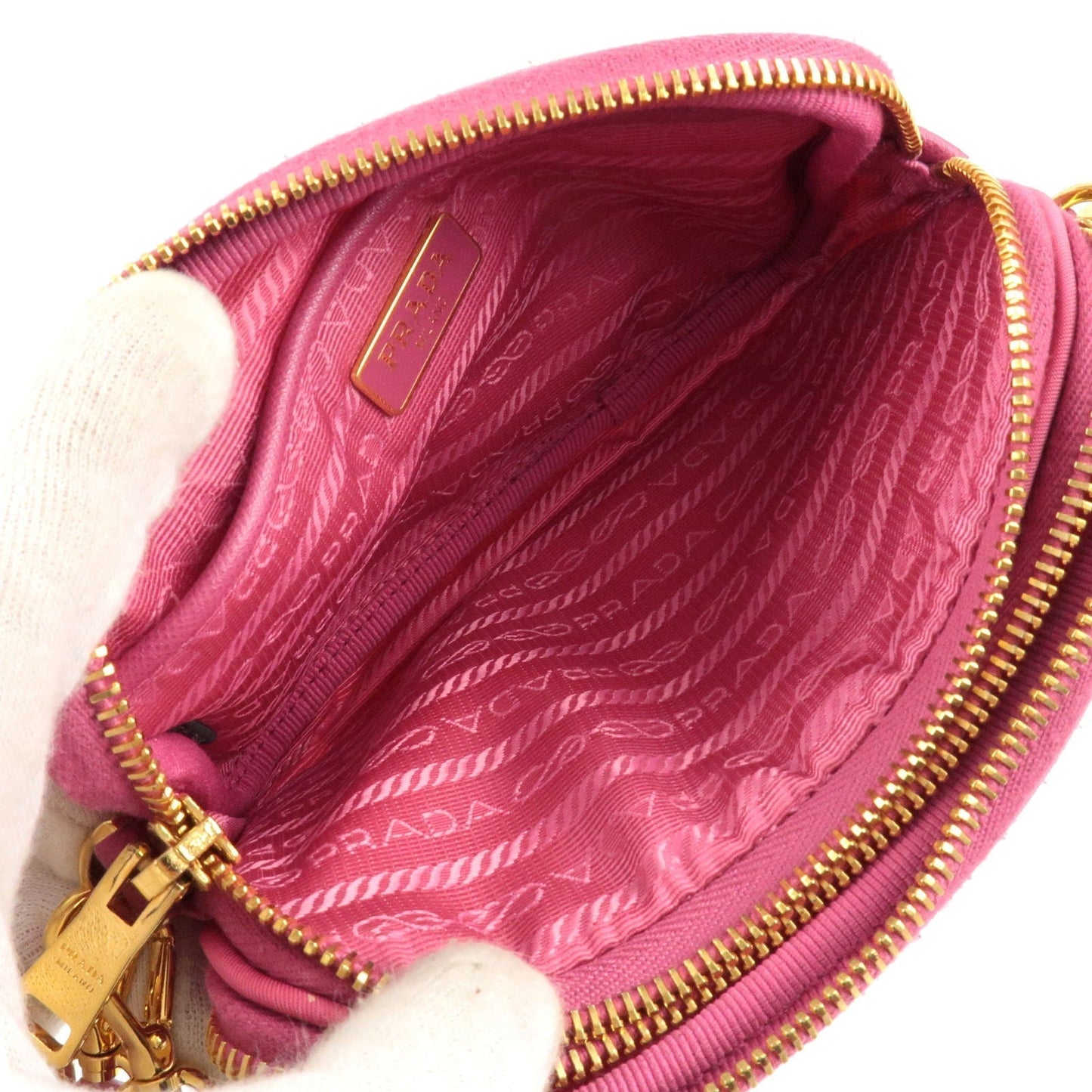 Prada Logo Nylon Leather Shoulder Bag Mini Bag Pink 1N1861