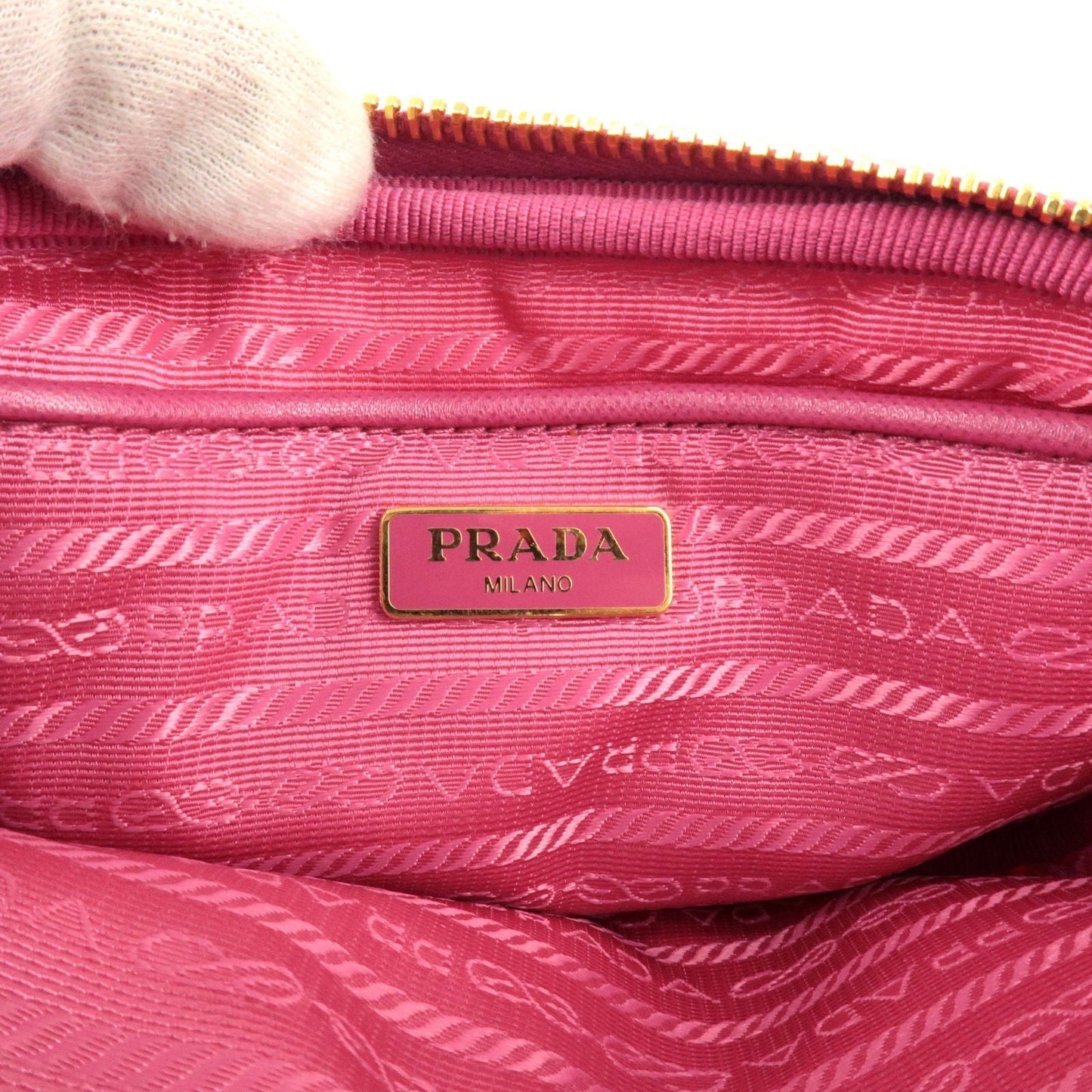 Prada Logo Nylon Leather Shoulder Bag Mini Bag Pink 1N1861