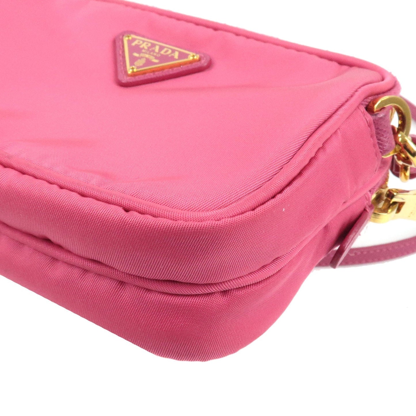 Prada Logo Nylon Leather Shoulder Bag Mini Bag Pink 1N1861