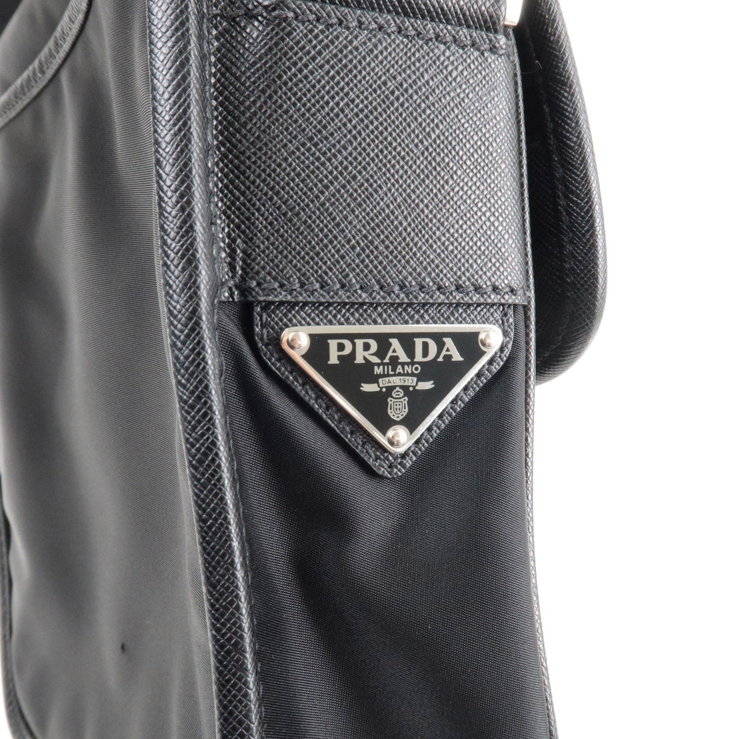 Prada Logo Nylon Leather Shoulder Bag NERO Black 2VD028