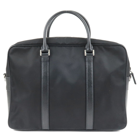 Prada Logo Nylon Leather Business Bag Brief Case Black 2VE661