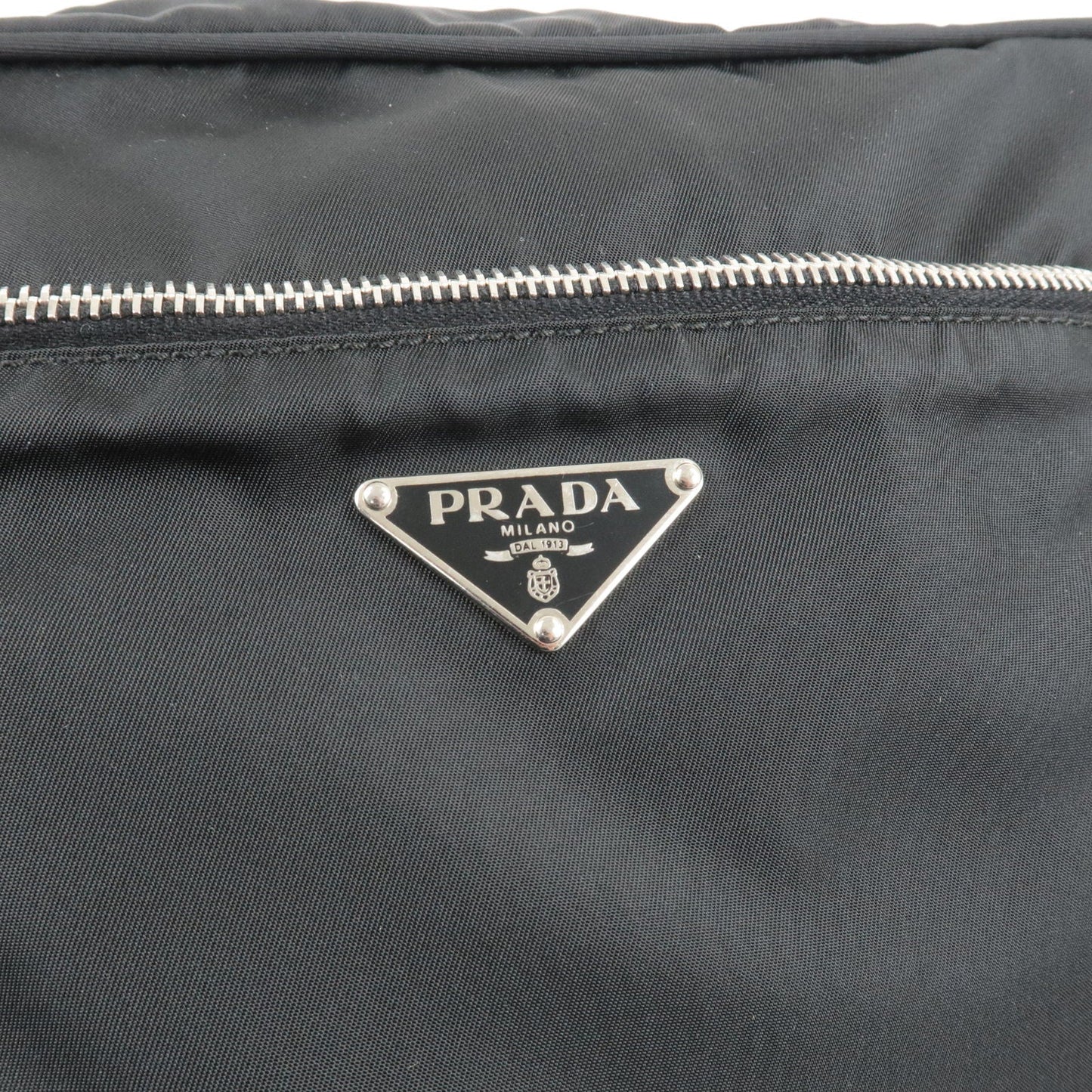 Prada Logo Nylon Leather Crossbody Shoulder Bag Black