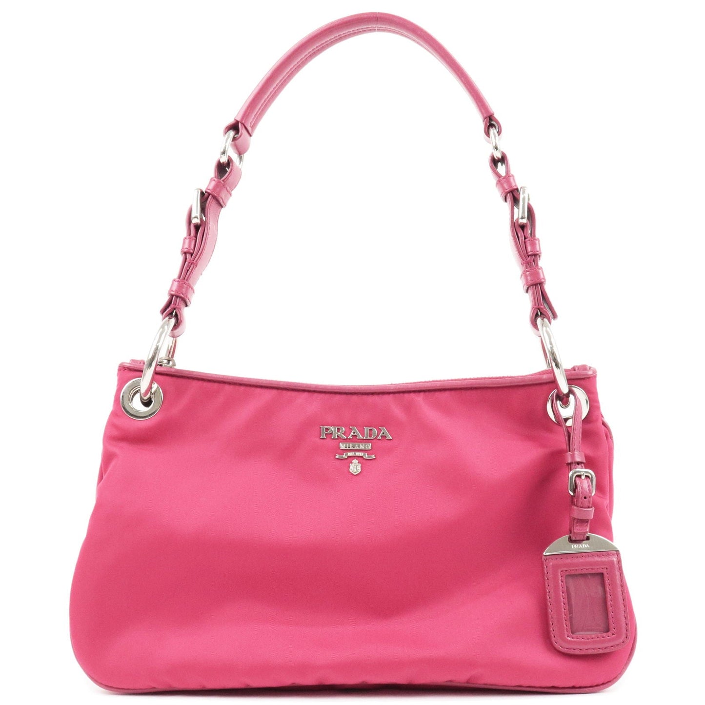 Prada Logo Nylon Leather Shoulder Bag Hand Bag Pink BR4894