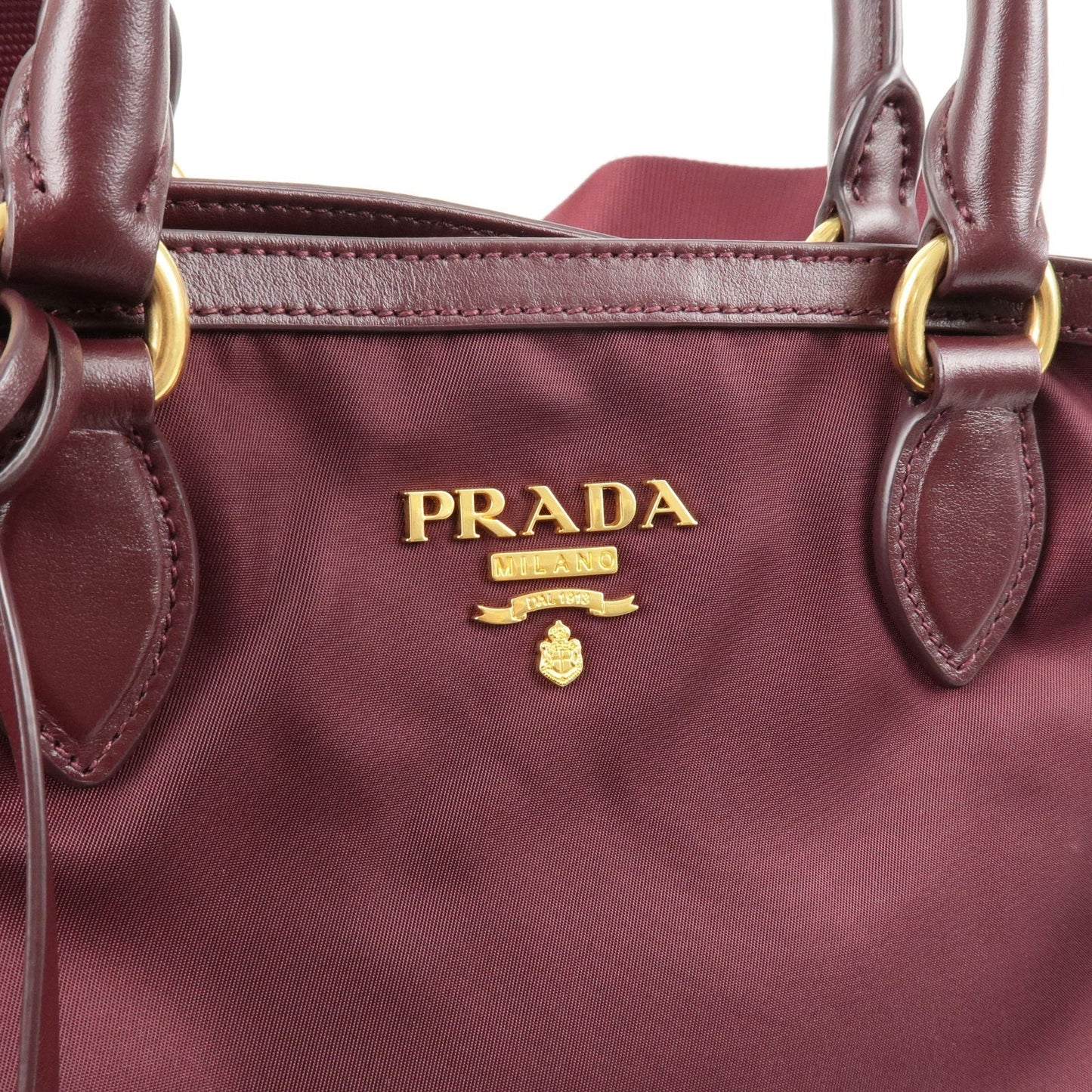 Prada Logo Nylon Leather 2Way Bag Hand Bag Granato Bordeaux 1BA172