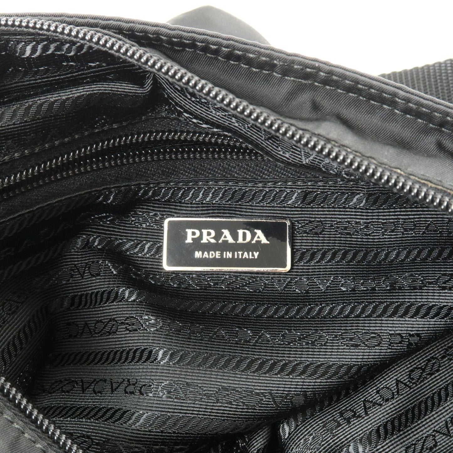 Prada Logo Nylon Leather Shoulder Bag NERO Black VA0053