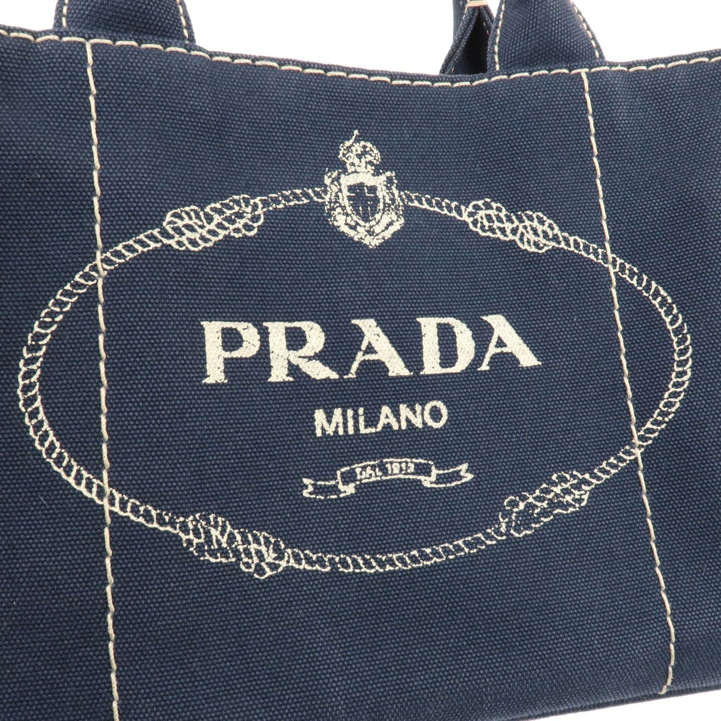 Prada Canapa Mini Canvas 2Way Tote Bag BALTICO Navy 1BG439