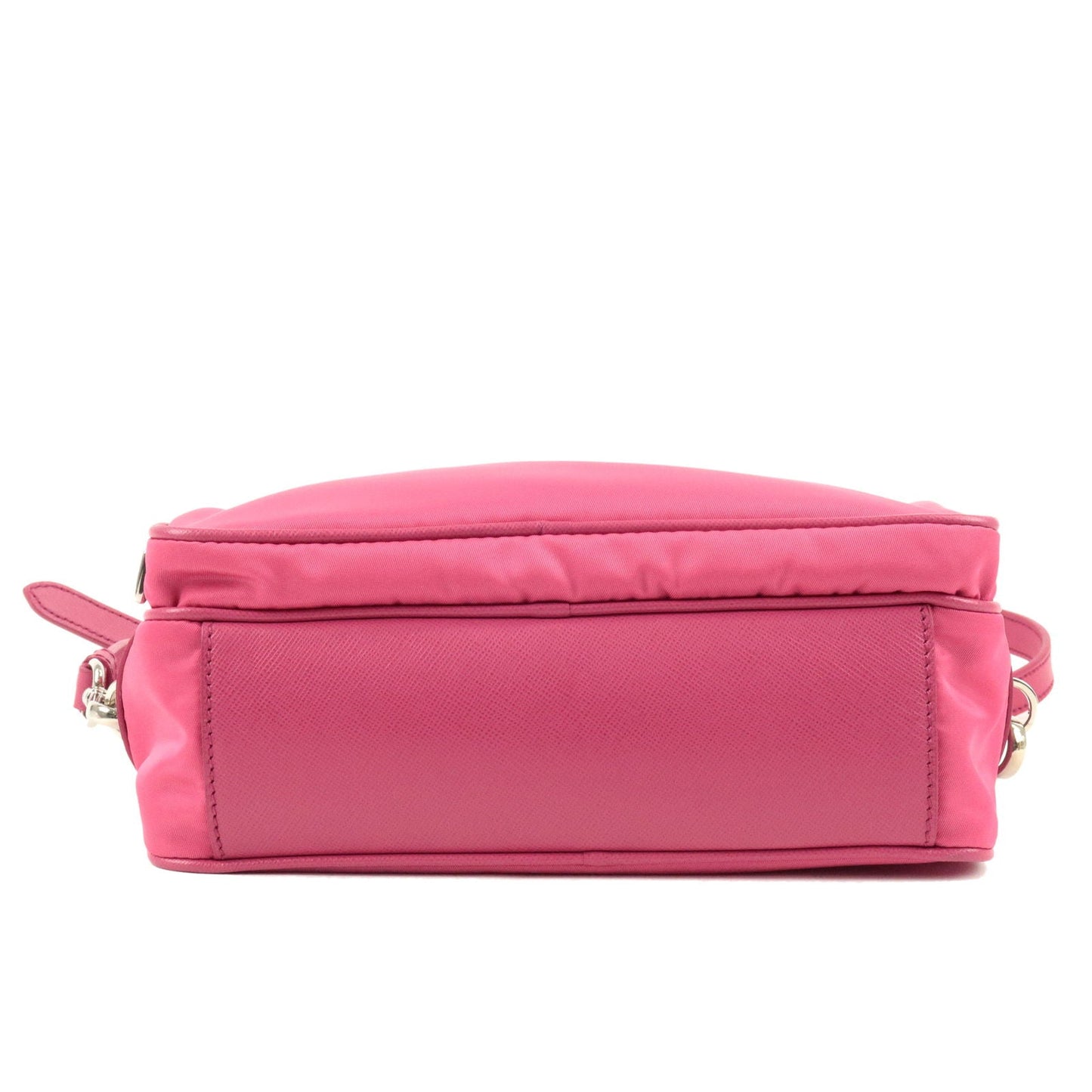 Prada Logo Nylon Leather Crossbody Shoulder Bag FUXIA Pink BT1010