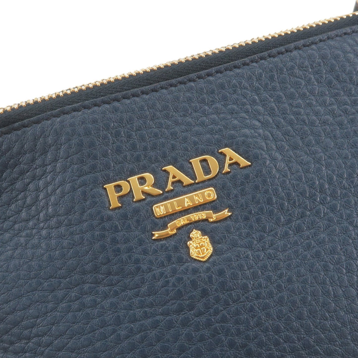 Prada Logo Leather Crossbody Shoulder Bag Purse Navy