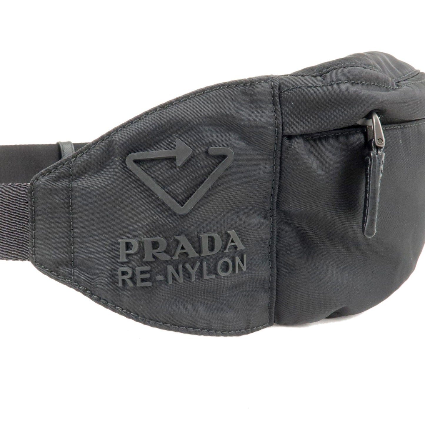 Prada Logo Re-Nylon Leather Waist Bag Body Bag NERO Black