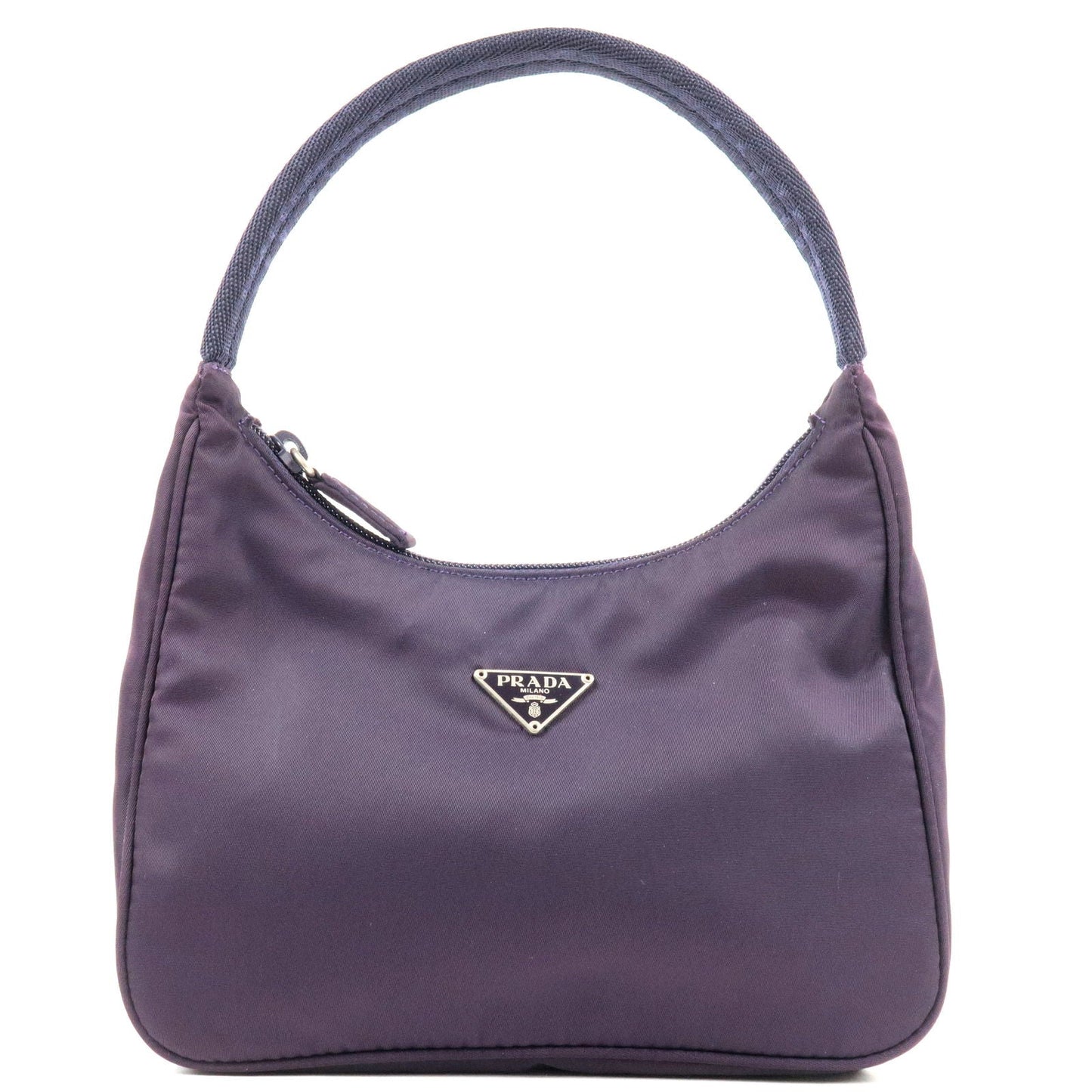 Prada Logo Nylon Hand Bag Pouch Purse Purple MV519