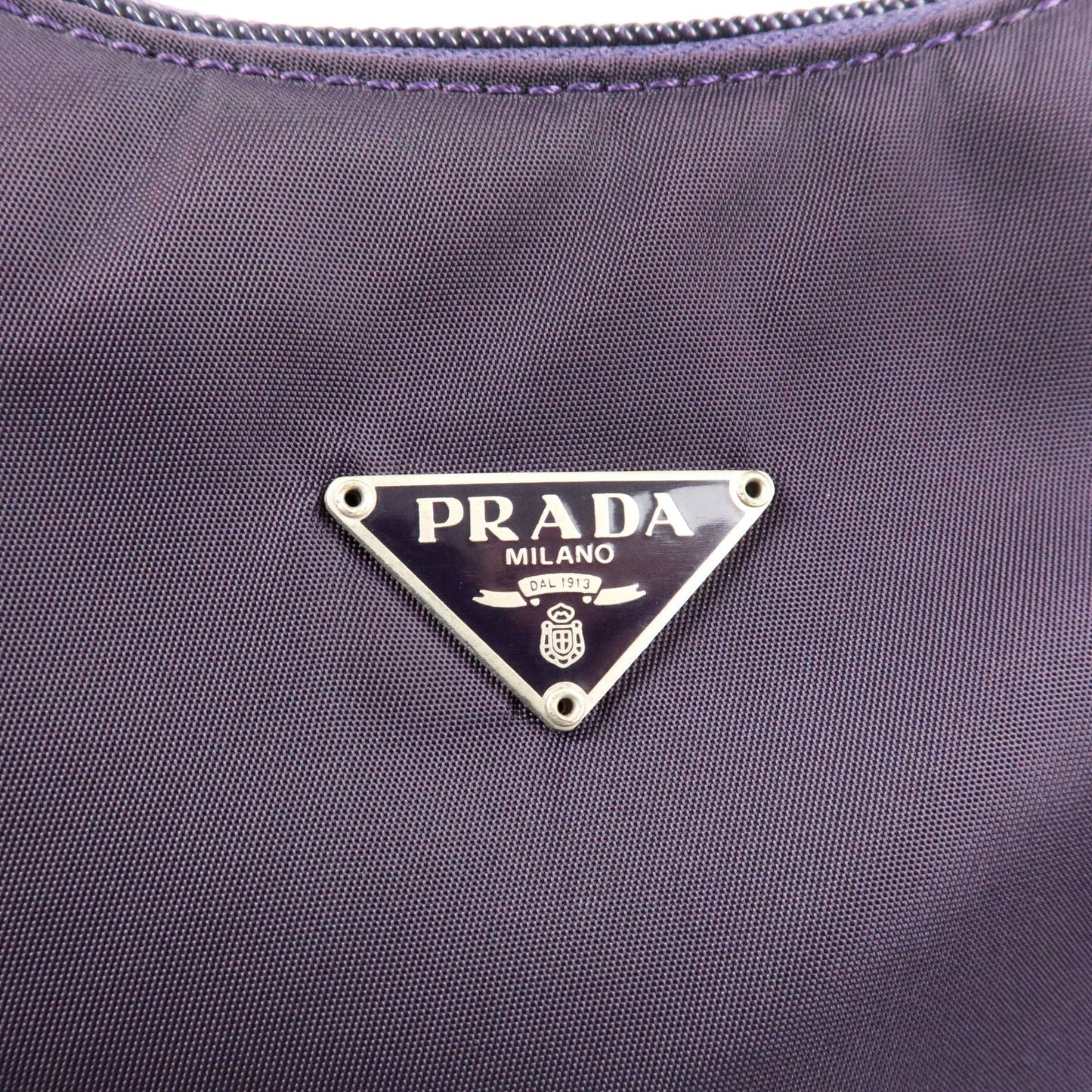 Prada Logo Nylon Hand Bag Pouch Purse Purple MV519