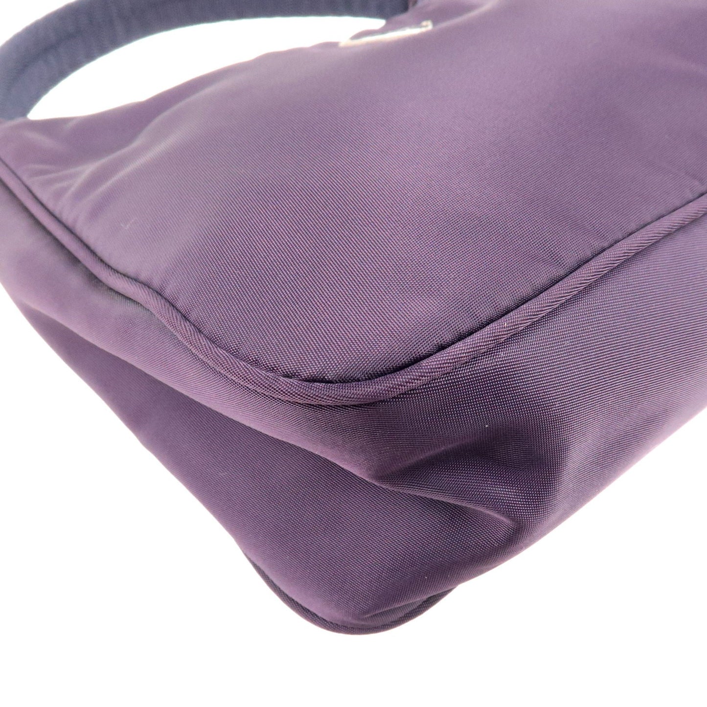 Prada Logo Nylon Hand Bag Pouch Purse Purple MV519