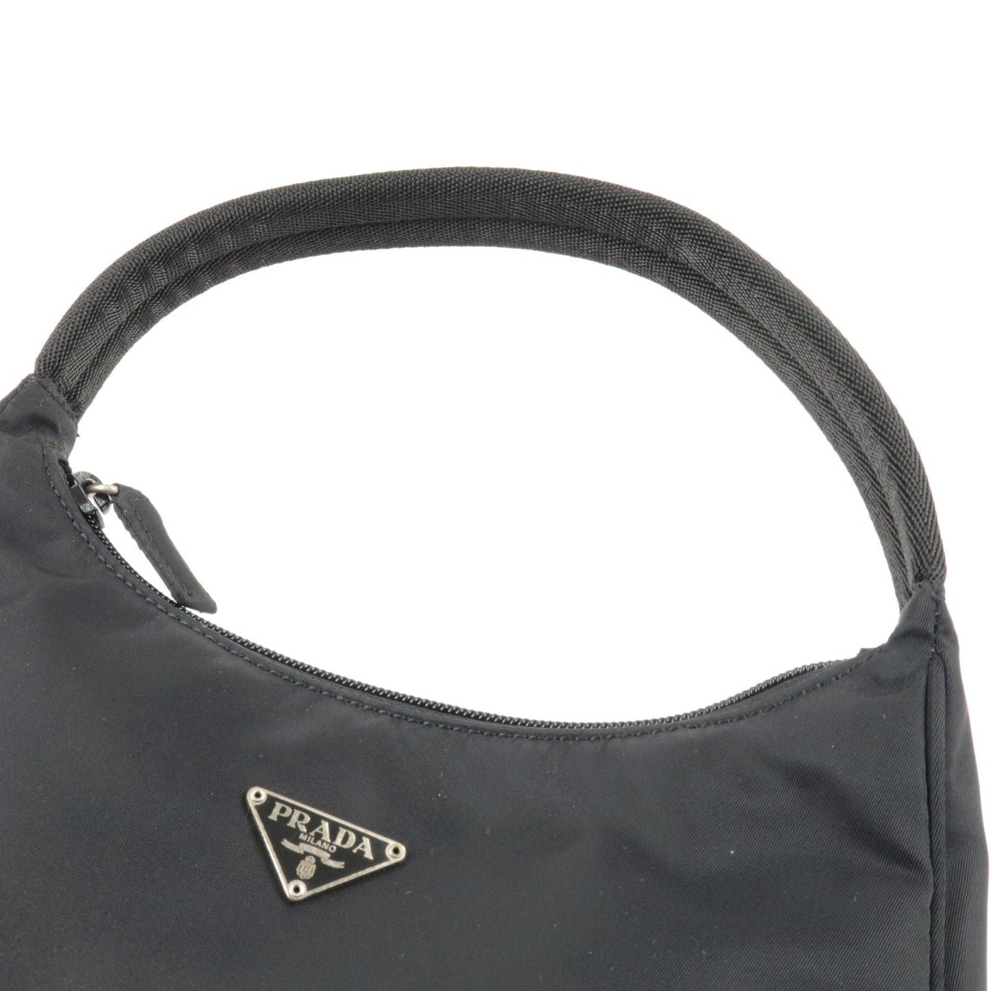 Prada Logo Nylon Hand Bag Pouch Purse Black MV515