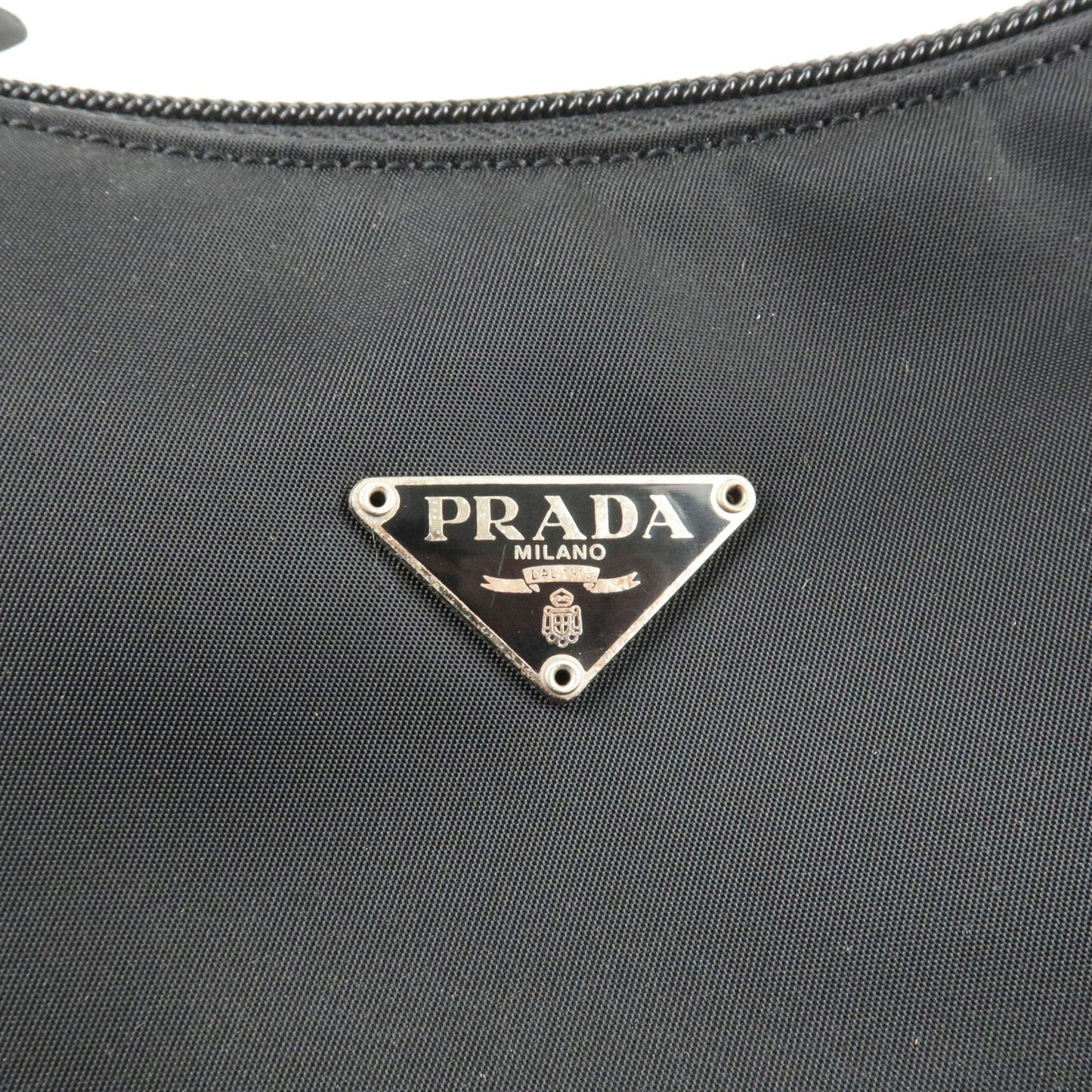 Prada Logo Nylon Hand Bag Pouch Purse Black MV515