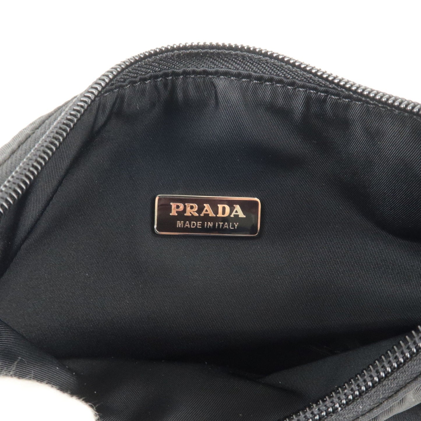 Prada Logo Nylon Hand Bag Pouch Purse Black MV515