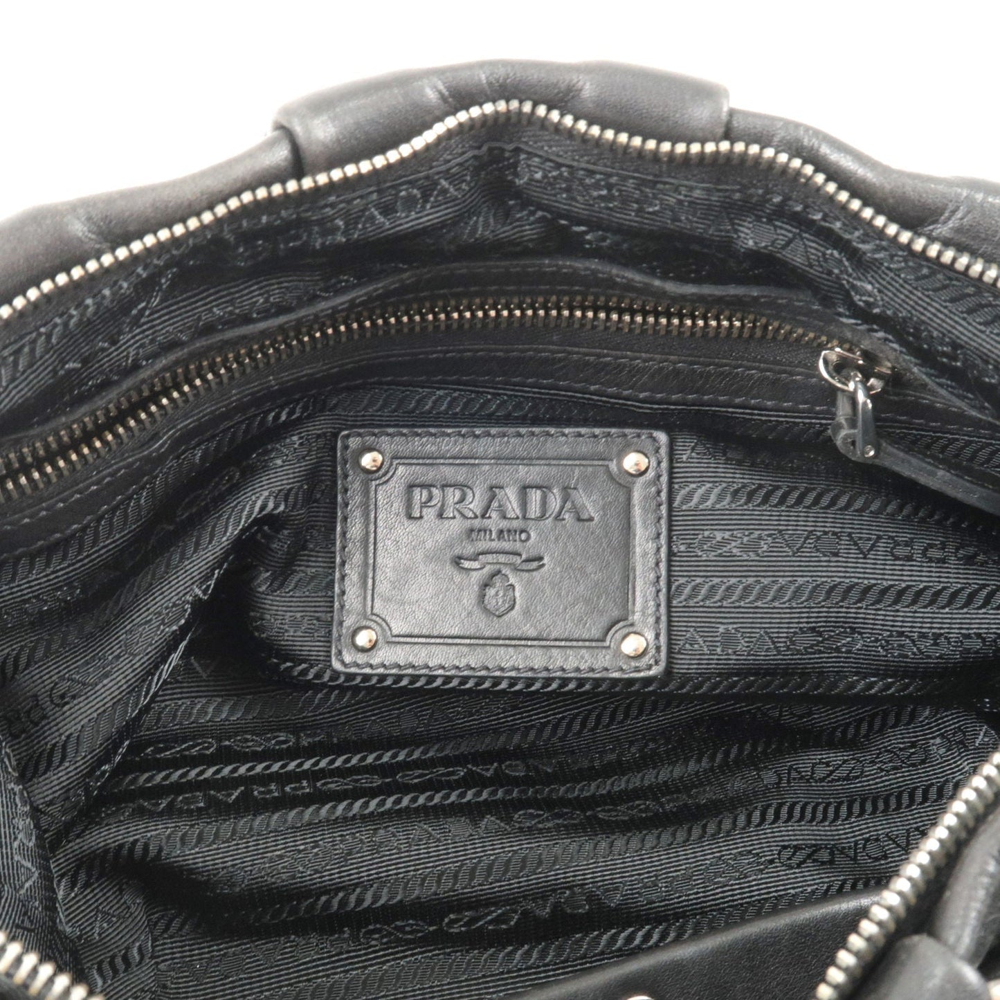 Prada Nylon Leather Shoulder Bag Purse NERO Black BR3795