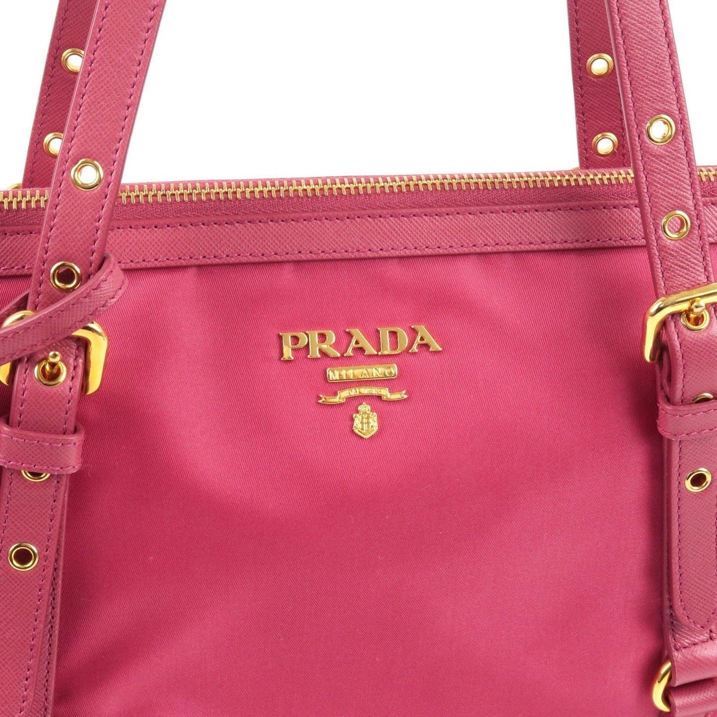 Prada Logo Nylon Leather 2Way Bag Tote Bag Pink BR4253