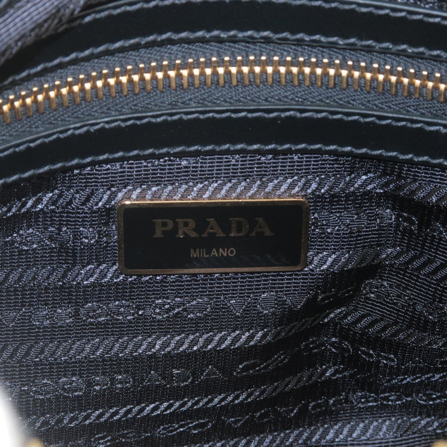 Prada Logo Nylon Leather Shoulder Bag NERO Black 1BH046