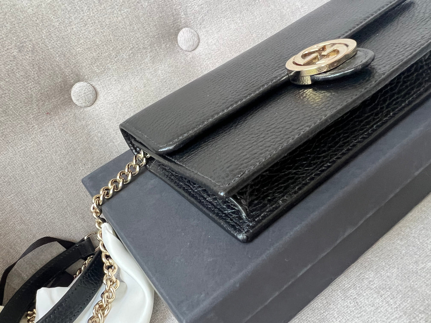 Gucci Black Interlocking GG Chain Wallet