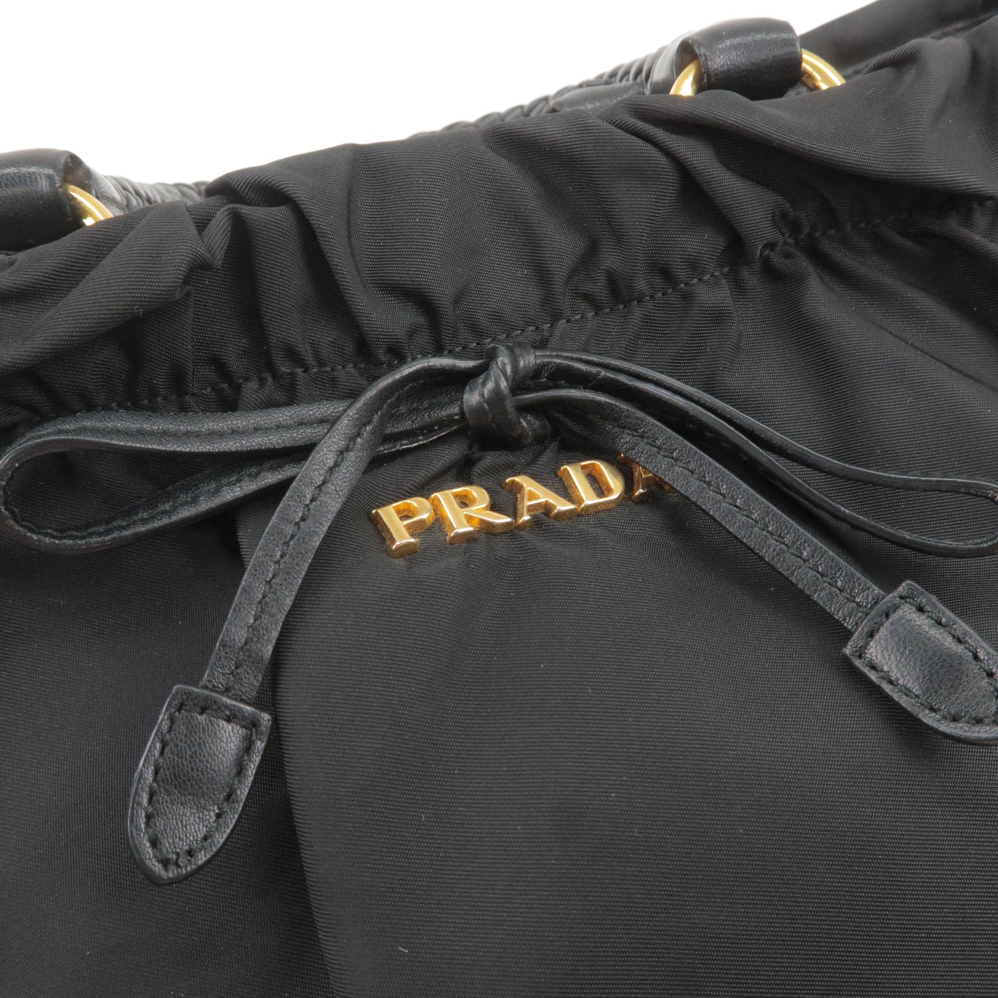 Prada Logo Nylon Leather 2Way Bag Hand Bag Black NERO BN1970