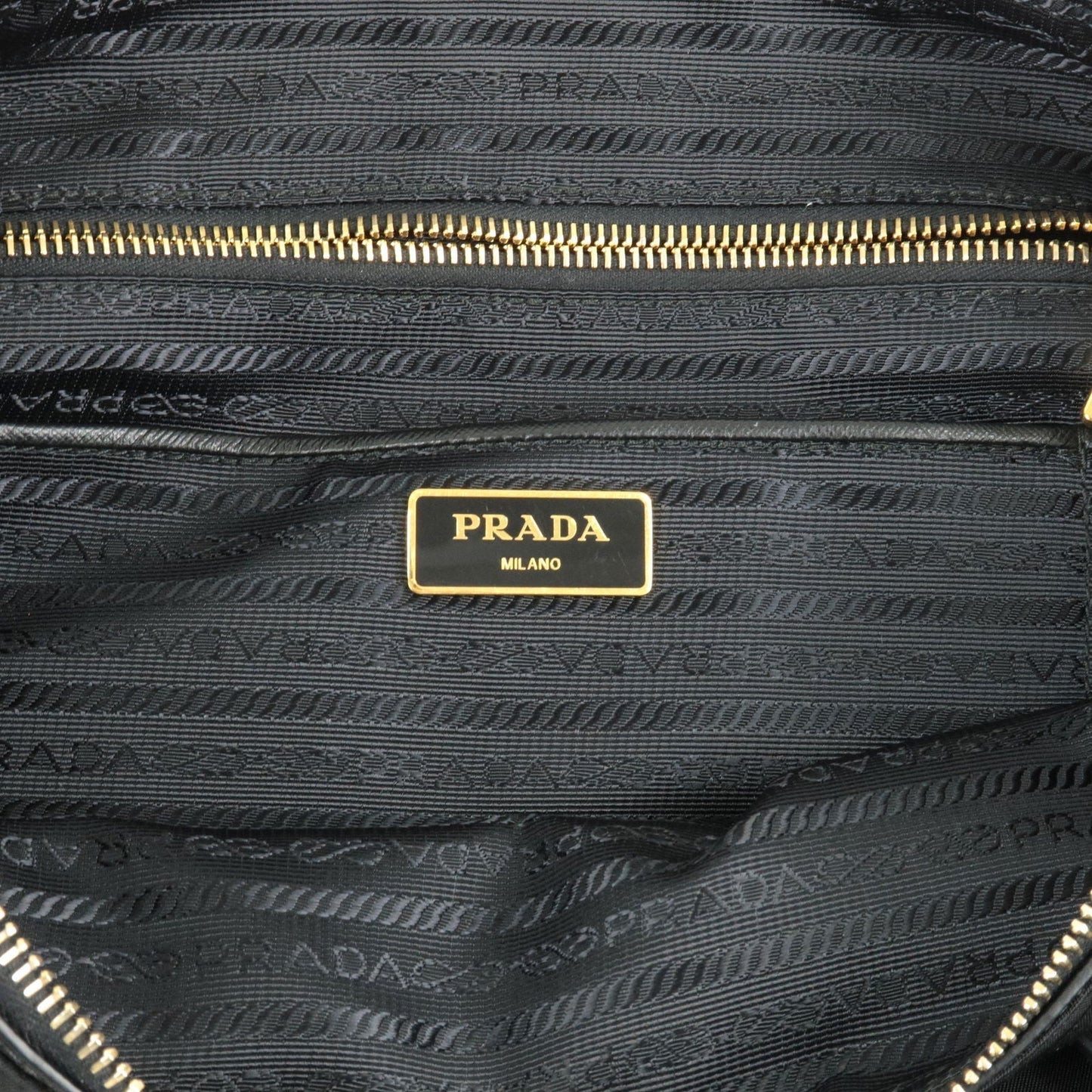 Prada Logo Nylon Leather 2Way Bag Shoulder Bag Black NERO BN2541