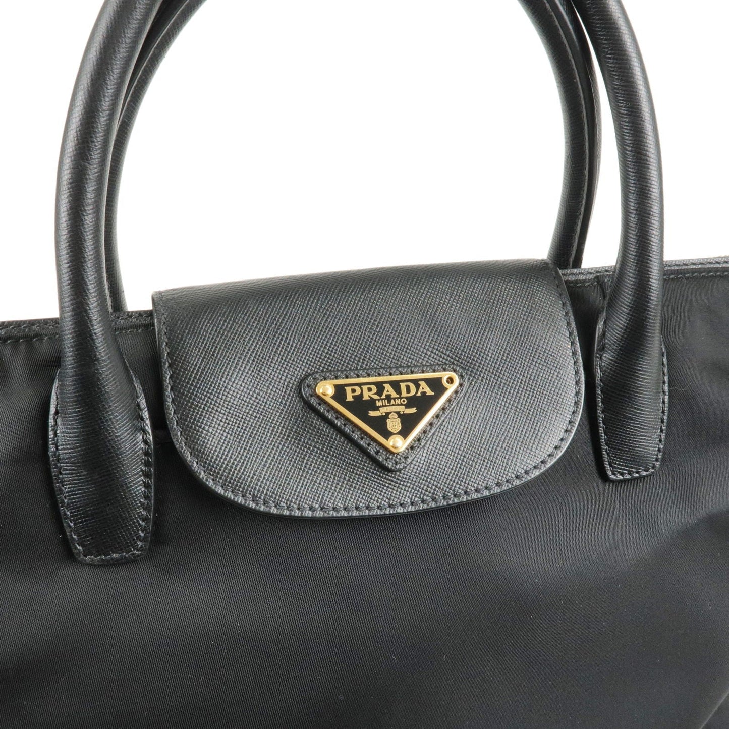 Prada Logo Nylon Leather 2Way Bag Shoulder Bag Black NERO BN2541