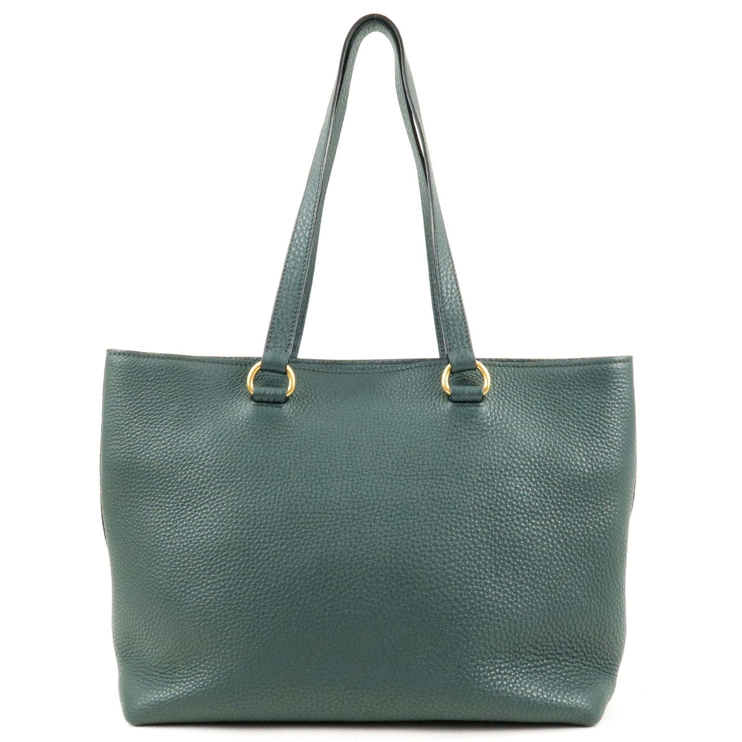 Prada Logo Leather Tote Bag Hand Bag Green 1BG100