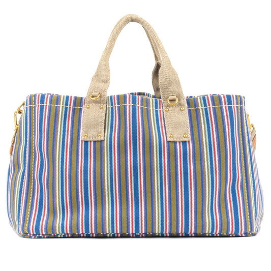 Prada Canapa Large Canvas 2Way Bag Shoulder Bag Multi Color