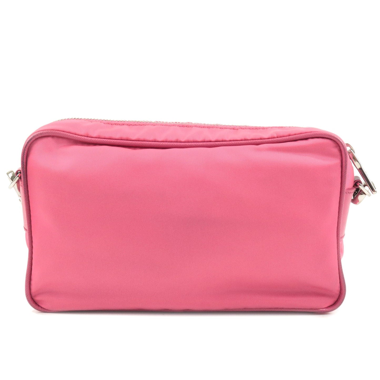 Prada Logo Nylon Leather Crossbody Shoulder Bag FUXIA Pink BT1010