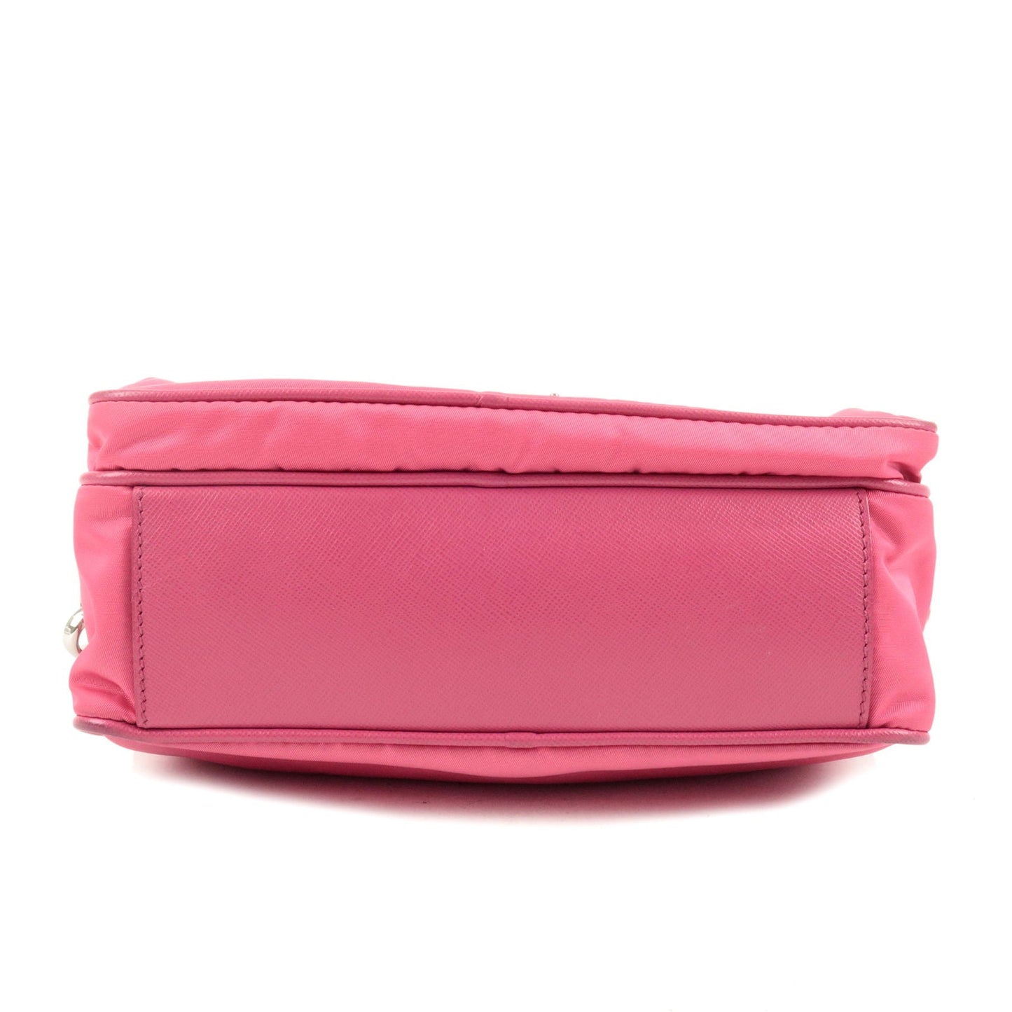 Prada Logo Nylon Leather Crossbody Shoulder Bag FUXIA Pink BT1010