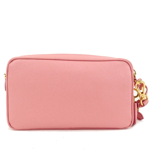 Prada Logo Nylon Leather Crossbody Shoulder Bag Pink BT1010