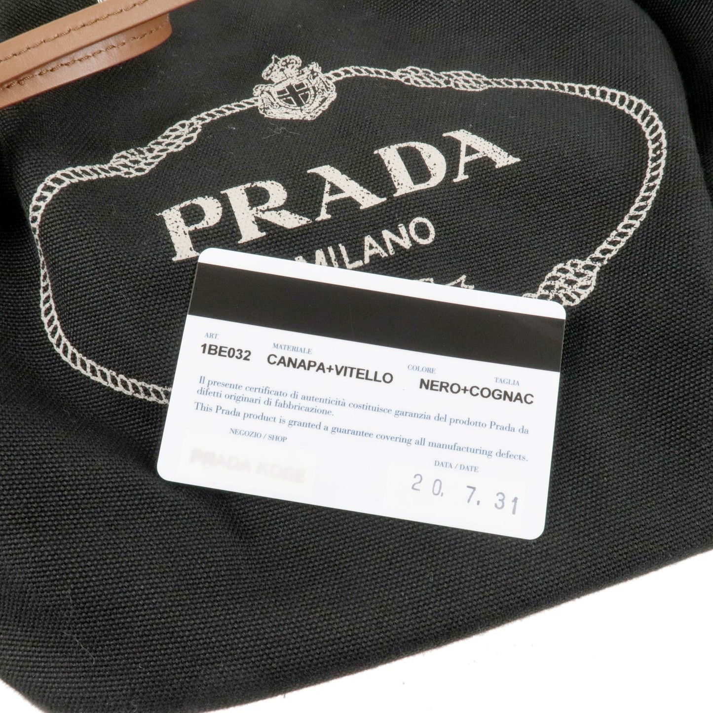 Prada Canvas Leather Bucket Shoulder Bag Black 1BE032