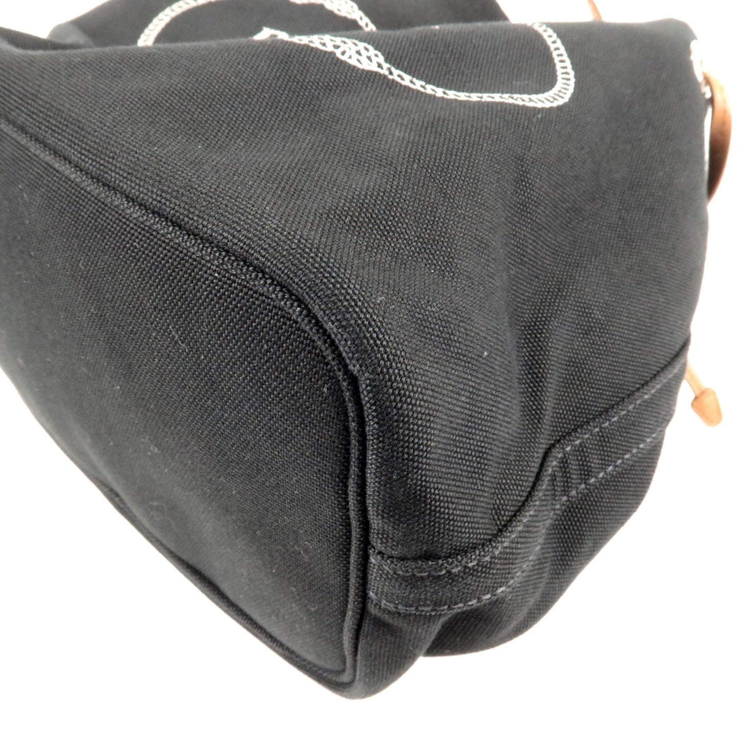 Prada Canvas Leather Bucket Shoulder Bag Black 1BE032