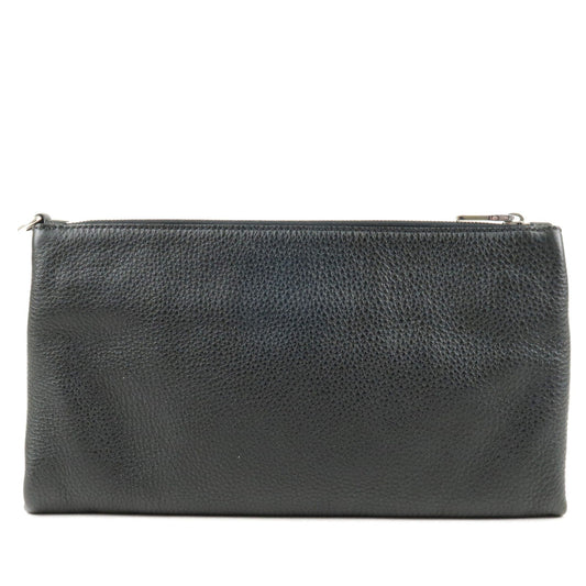 Prada Logo Leather Clutch Bag NERO Black BP0866