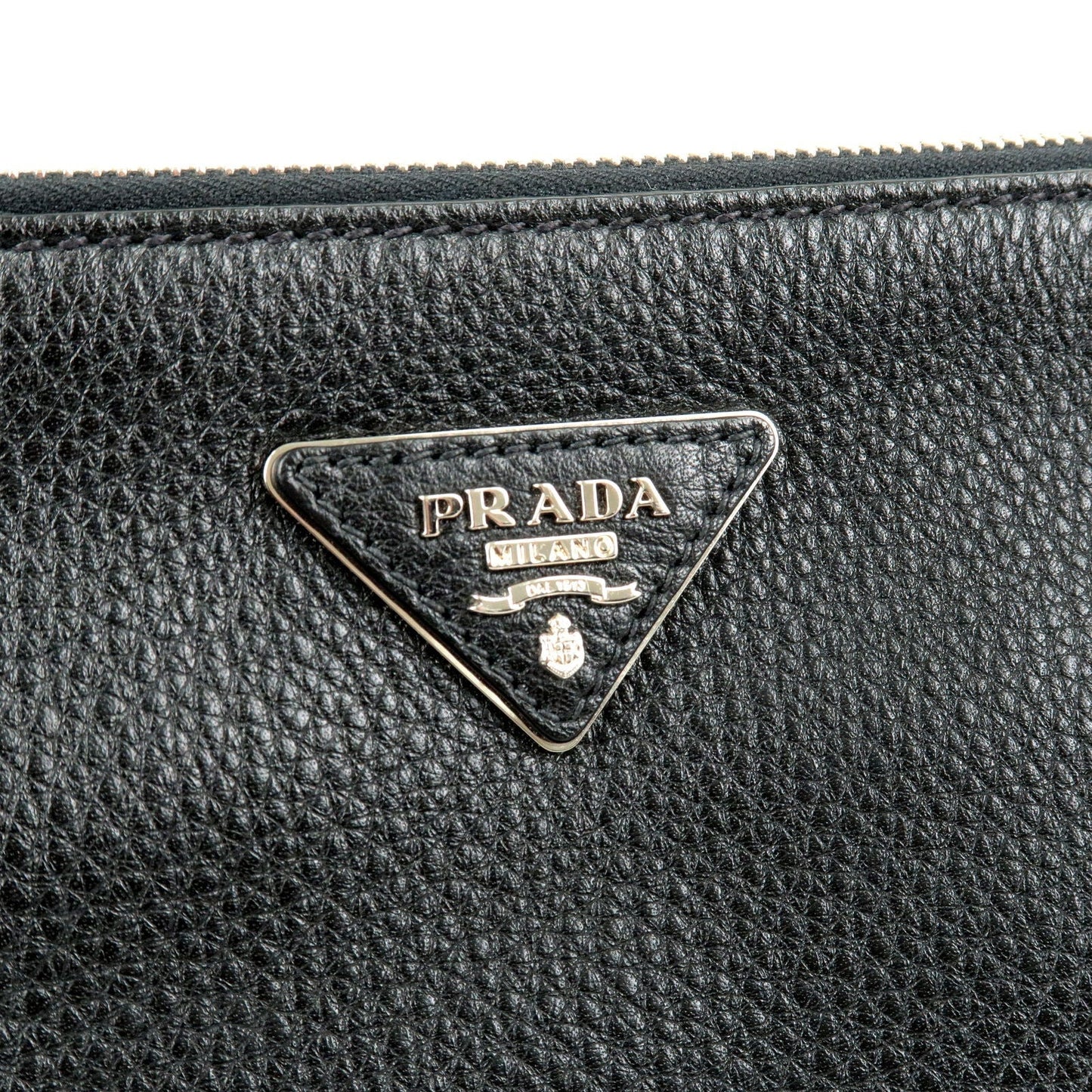 Prada Logo Leather Clutch Bag NERO Black BP0866