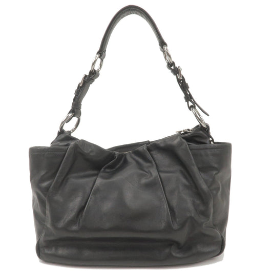 Prada Calf Leather Shoulder Bag Hand Bag Black