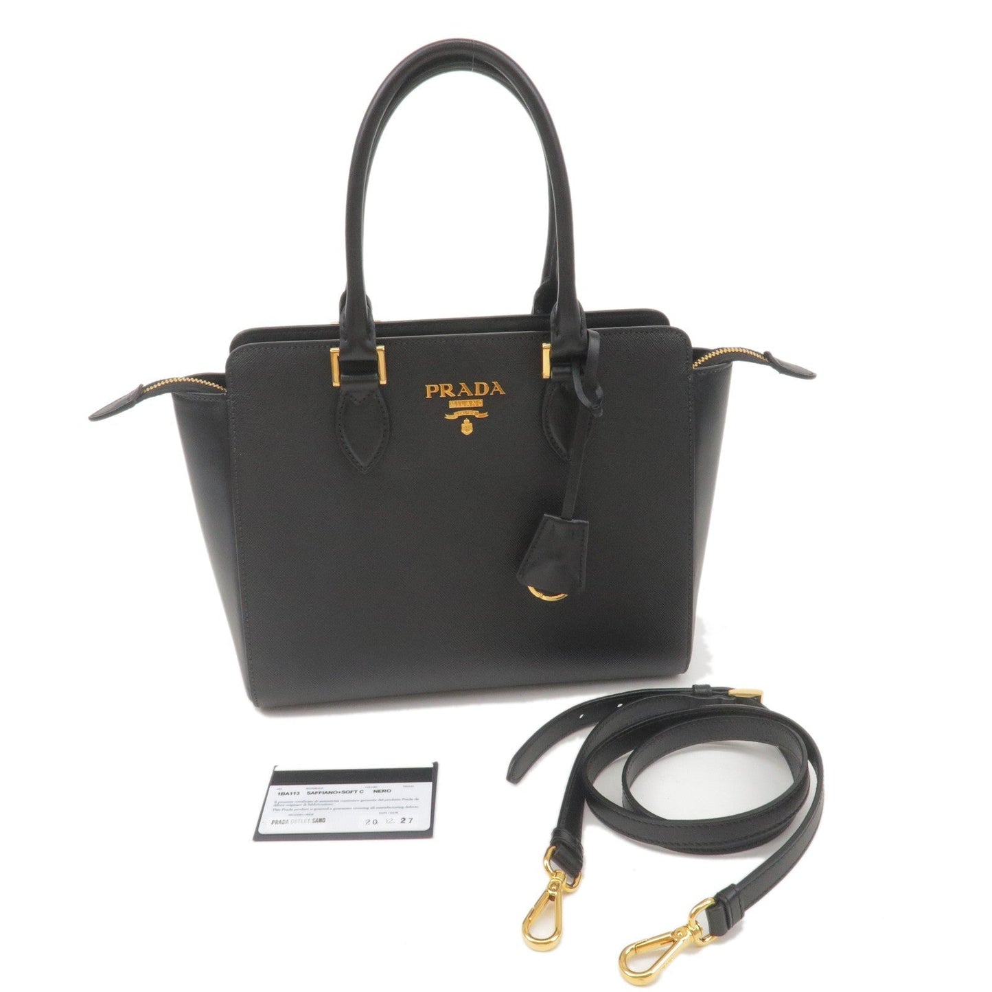 Prada Leather 2Way Shoulder Bag Hand Bag NERO Black 1BA113