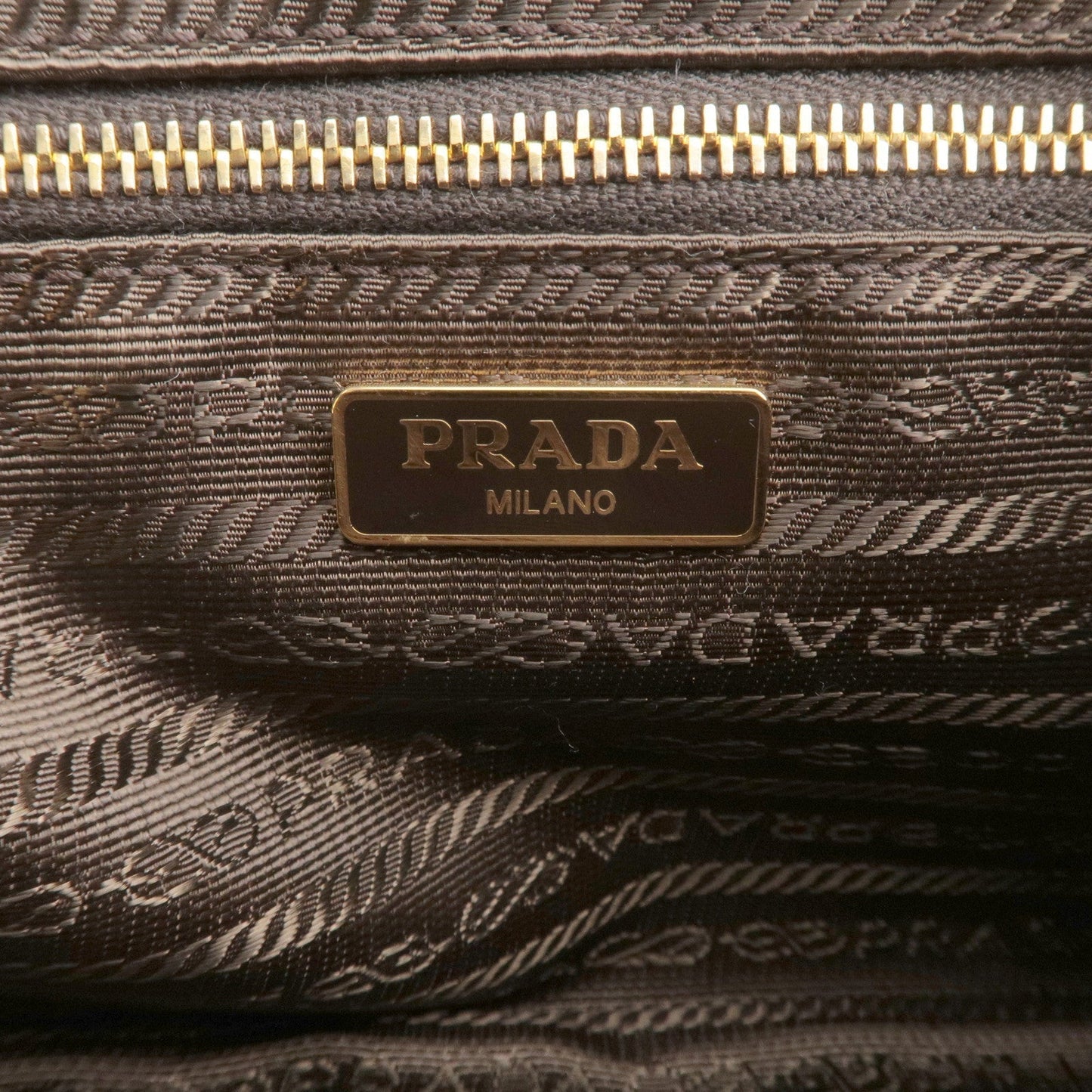 Prada Logo Nylon Leather Crossbody Chain Shoulder Bag Brown BT0779