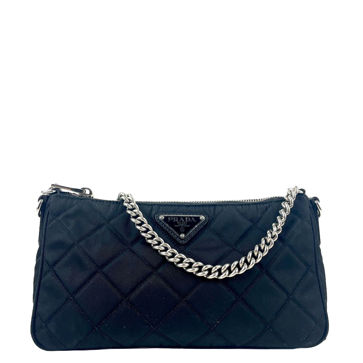 PRADA Tessuto Nylon Quilted Chain Crossbody-OUTLET FINAL SALE